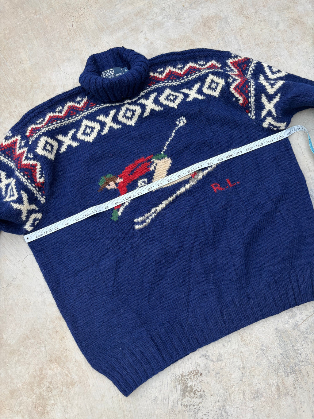 Ultra Rare Vintage Polo Ralph Lauren Ski Knit Sweater L/XL