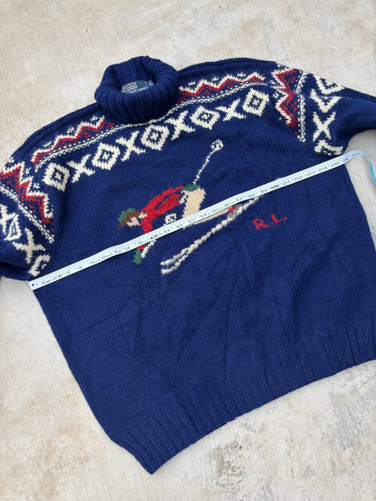 Ultra Rare Vintage Polo Ralph Lauren Ski Knit Sweater L/XL