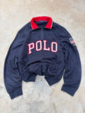 Vintage 90s Polo Ralph Lauren SpellOut Quarter zip Fleece L