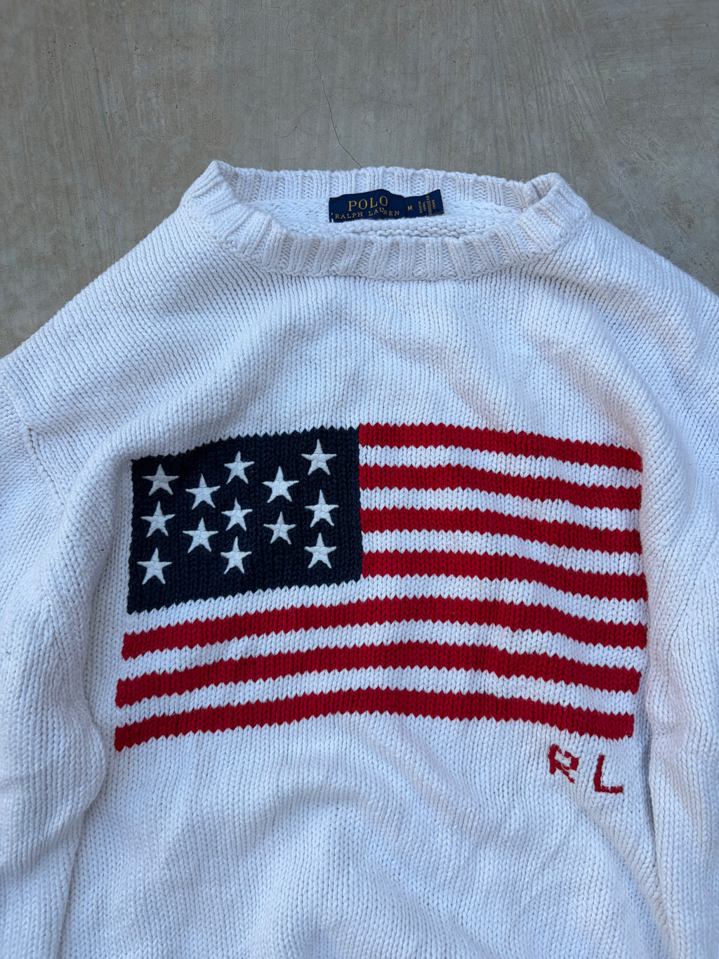 Vintage Polo Ralph Lauren USA Flag Sweater M