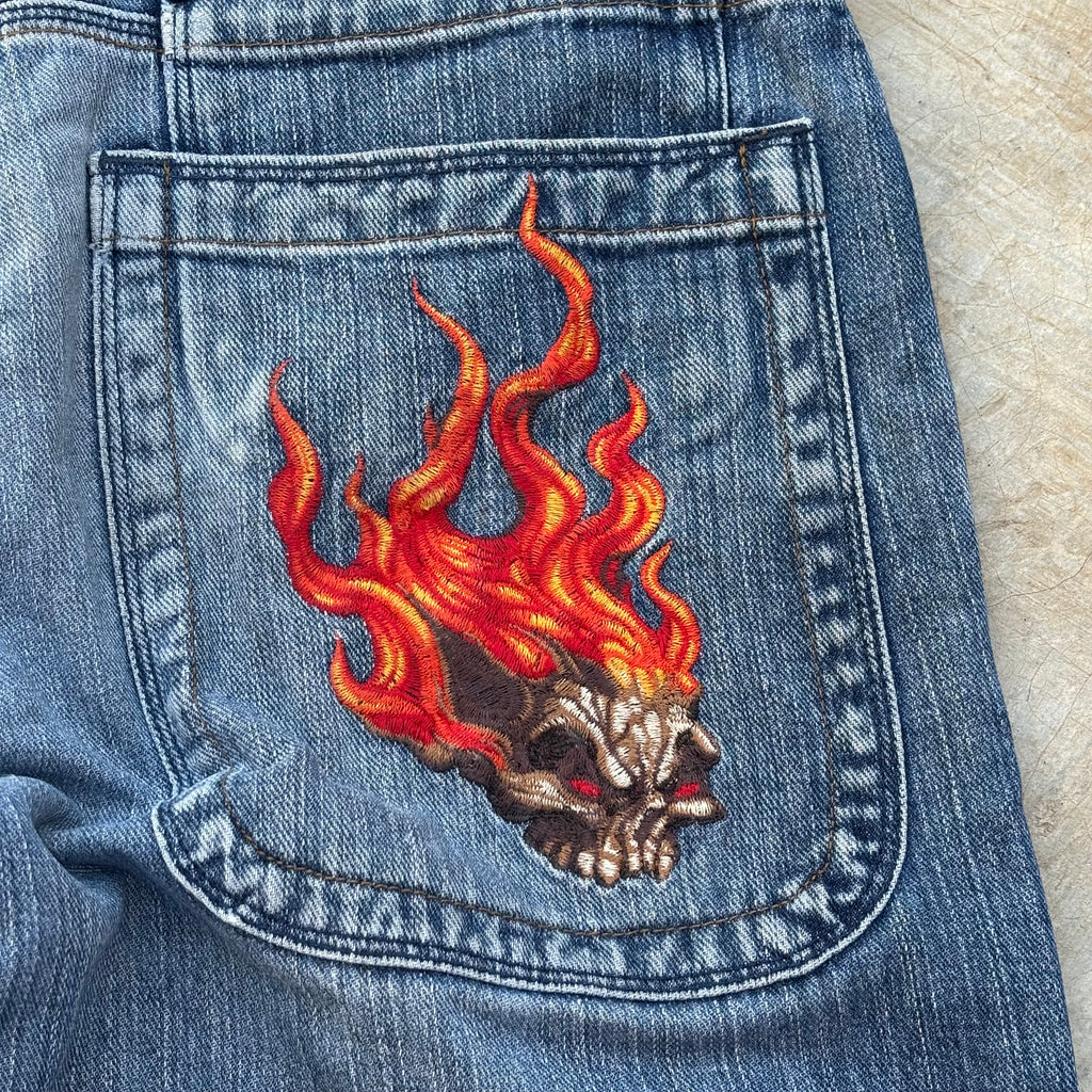 Vintage 90s Jnco Fireskull Jeans 33