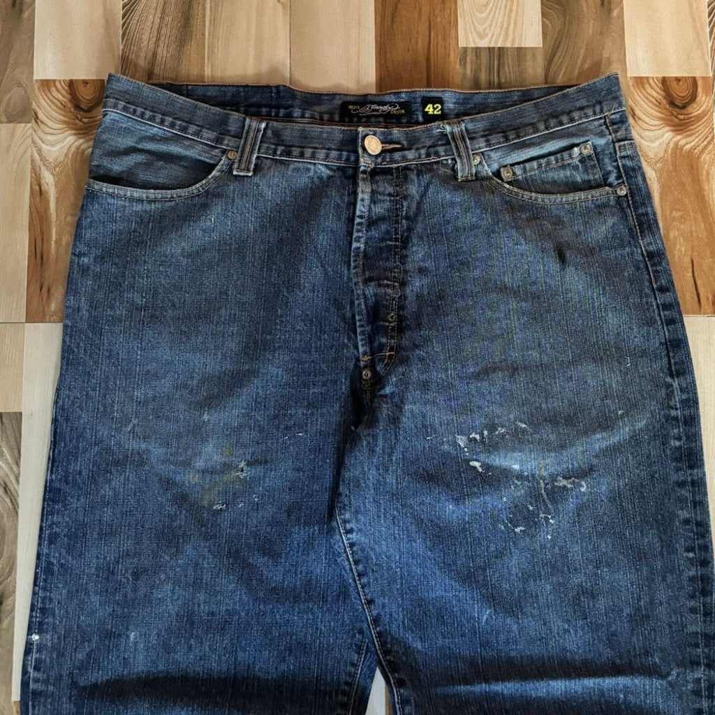 Vintage 00s Edhardy Skull Love Baggy Jeans 42