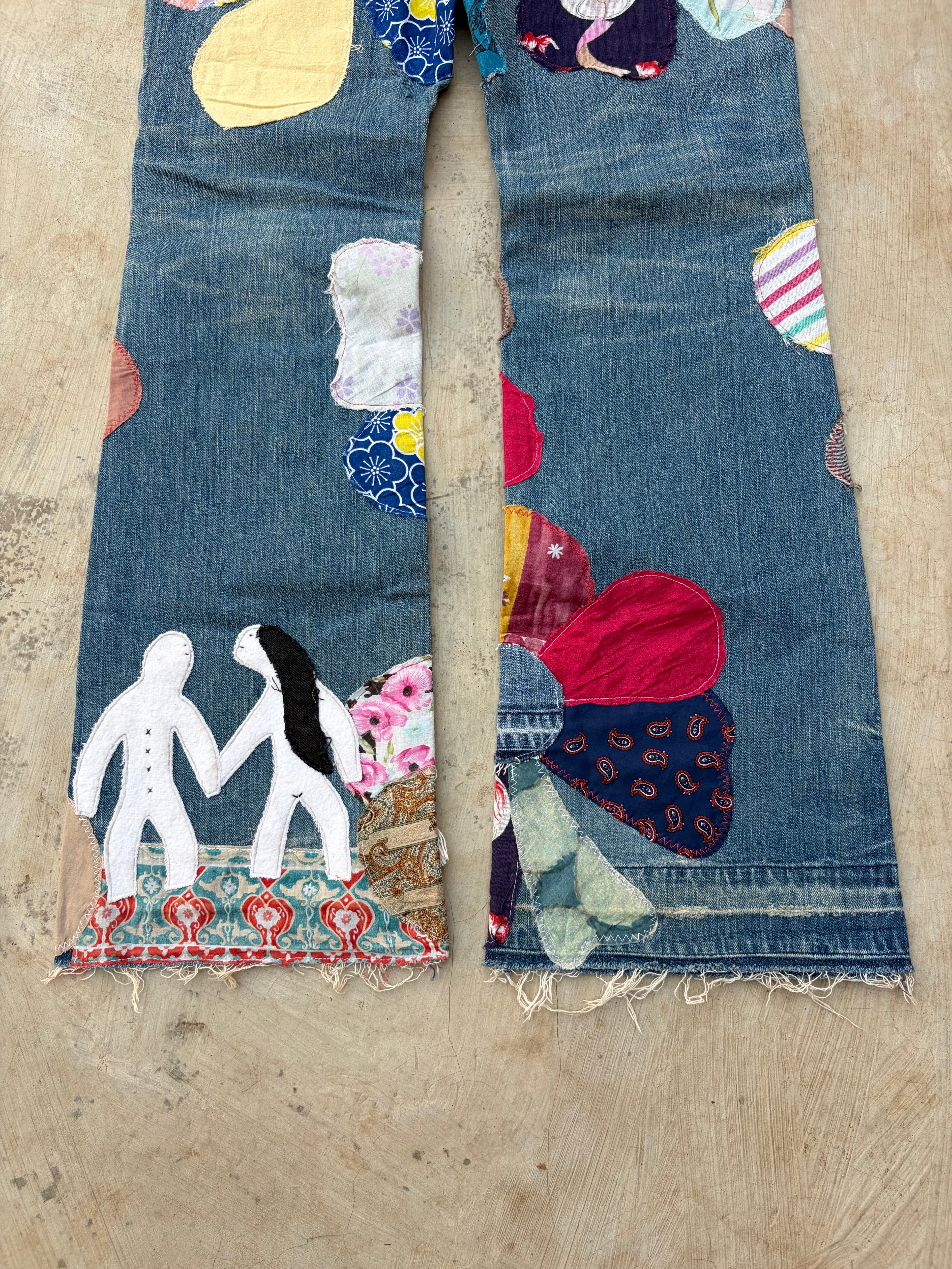Archive 00s Kapital Kiro Hirata Patchwork Boro Flared Denim Jeans 32