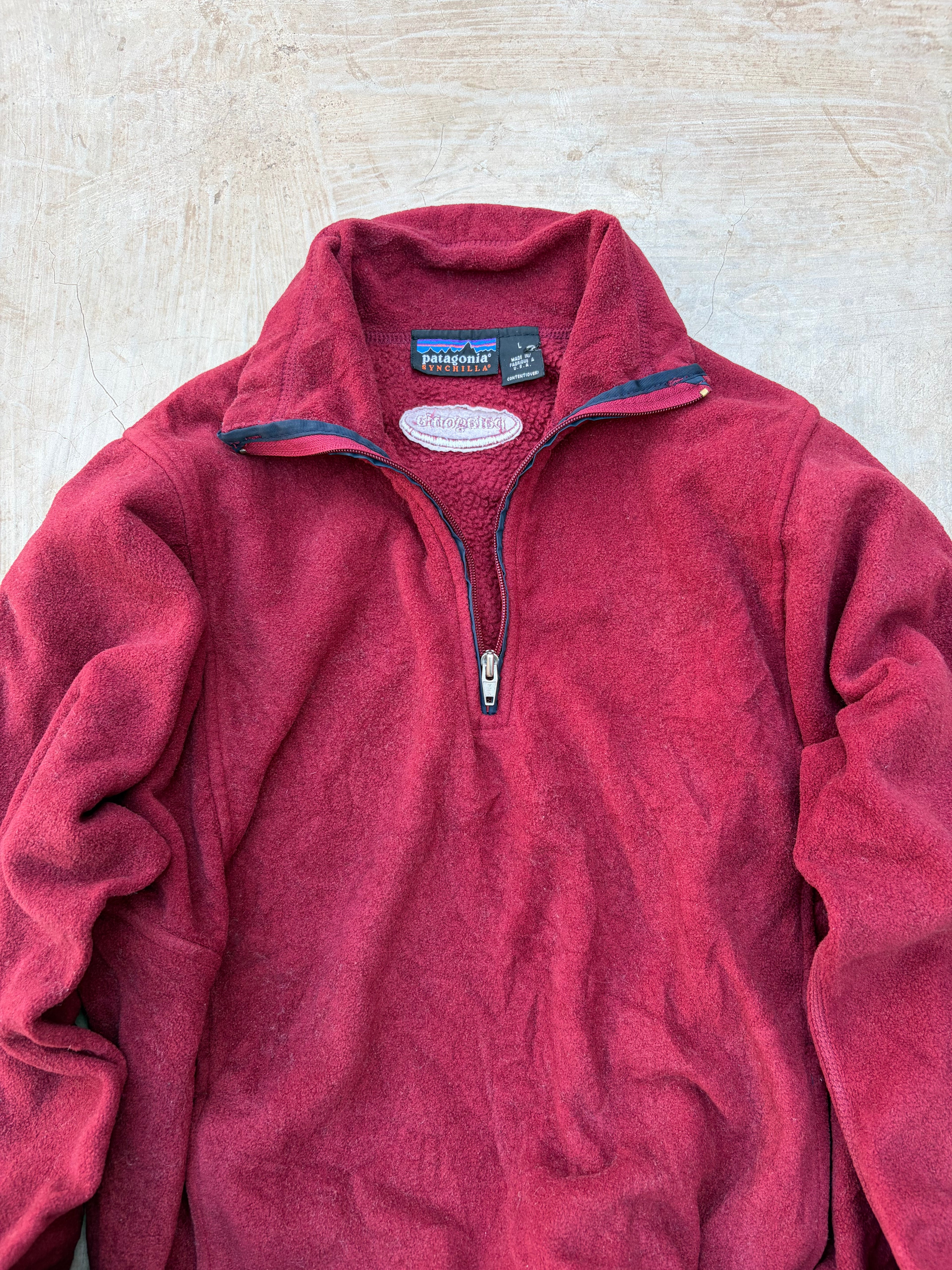 Patagonia Synchilla Fleece Pullover Made In USA Vintage Red 1/4 Zip M/L