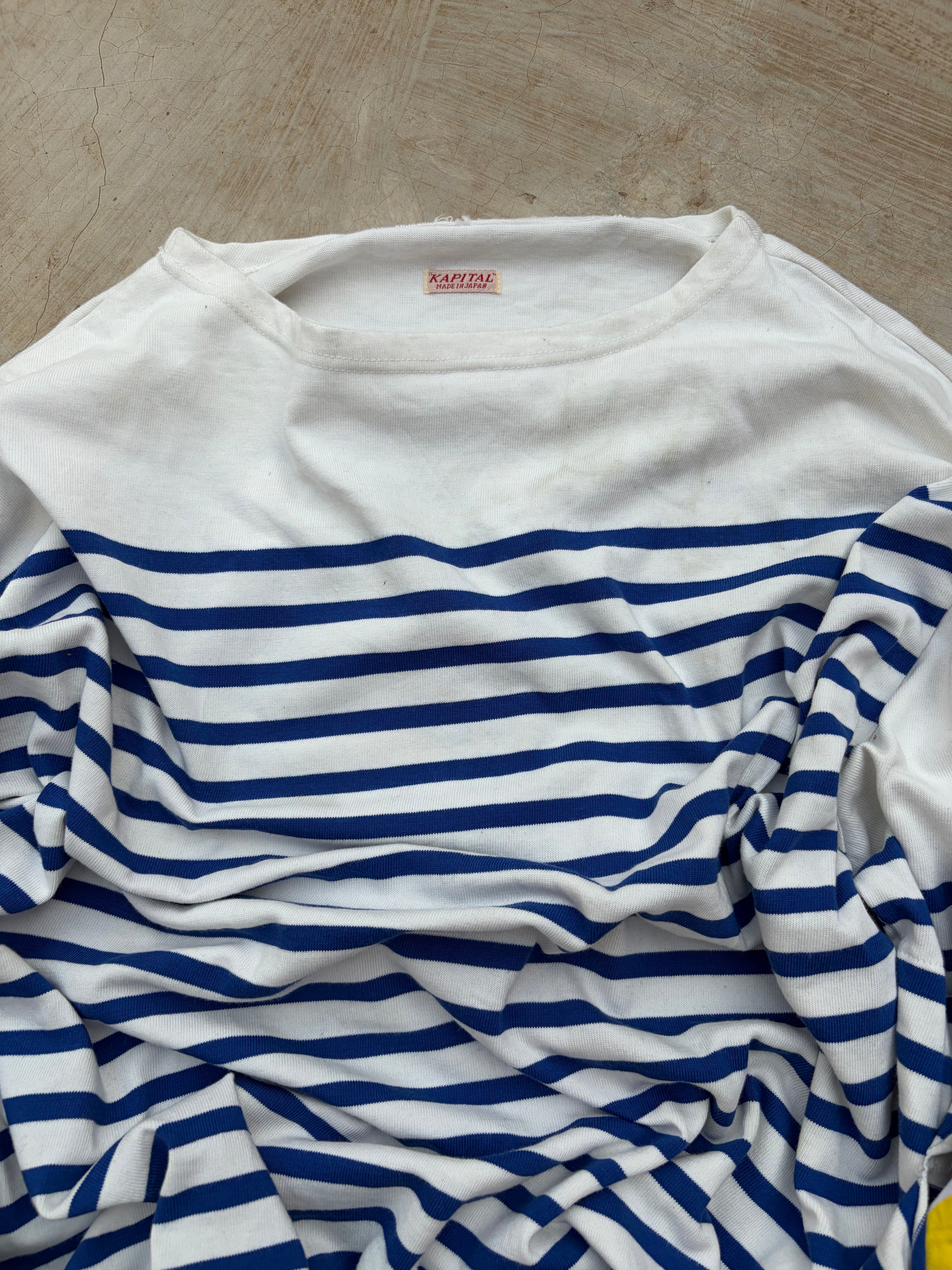 Vintage Kapital Border Smile Long Sleeve Tee L