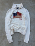 Vintage Polo Ralph Lauren American Flag 1/4 Zip Sweater S