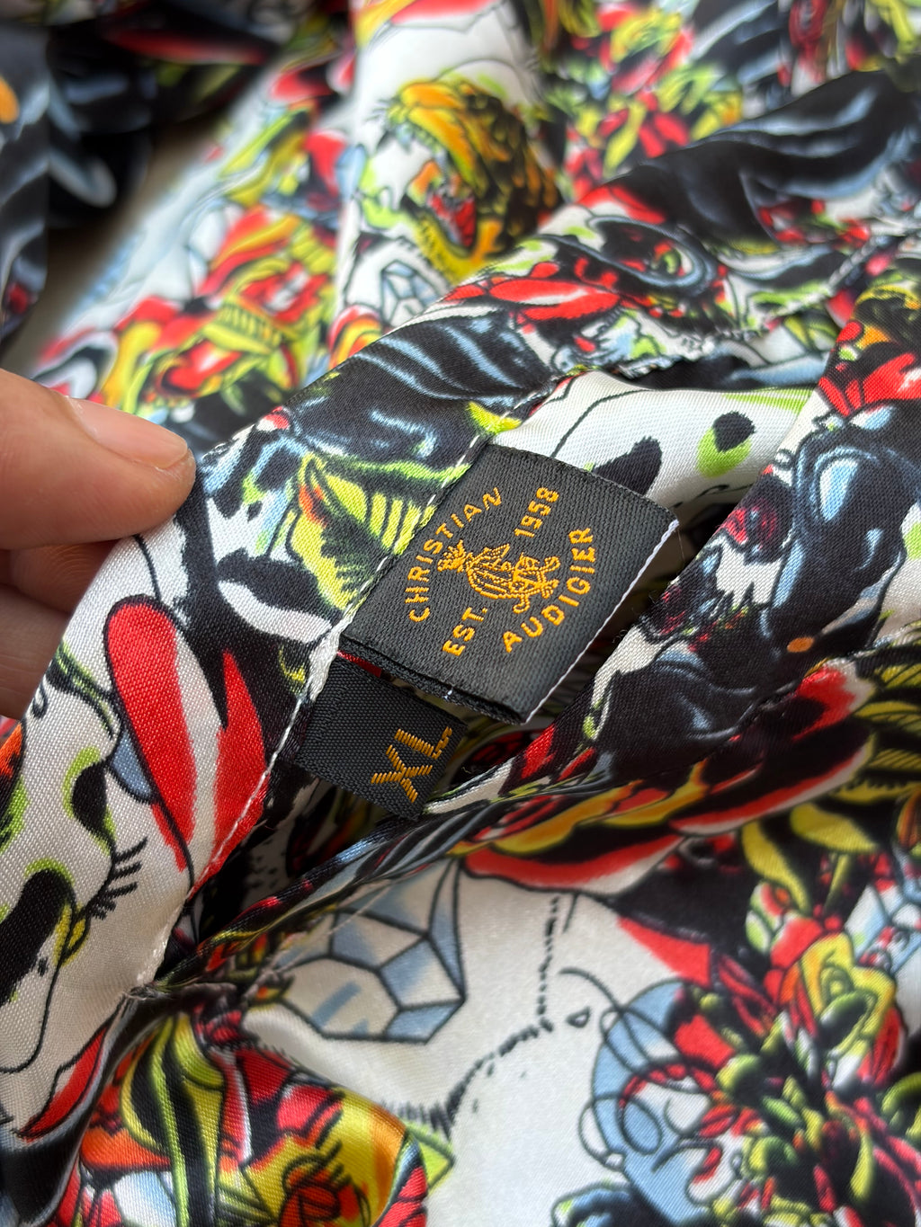 Christian Audigier Reversible Skull Hoodie Detachable Sleeves Y2K Rare L