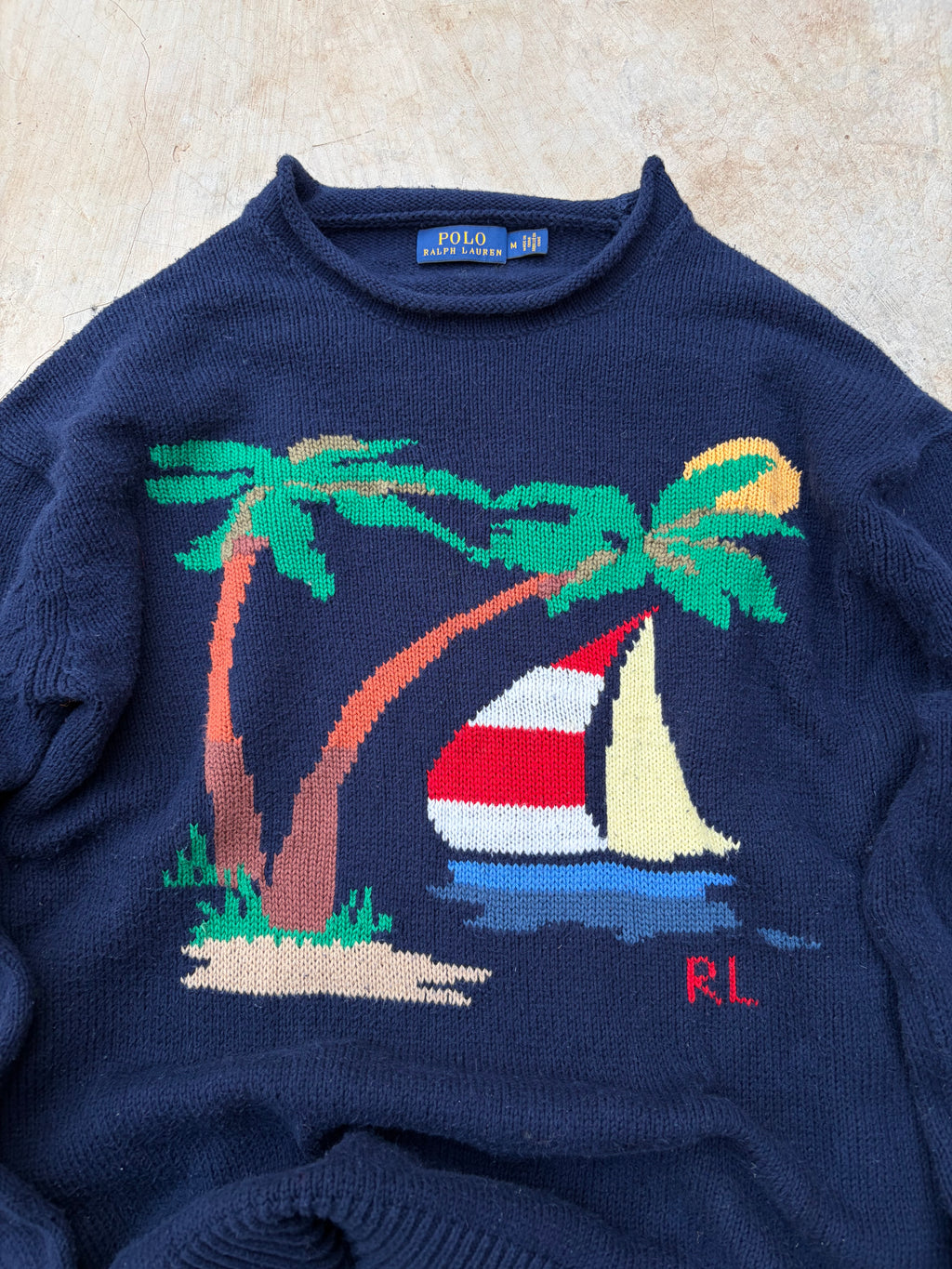 Vintage 00s Polo Ralph Lauren Nautical rolled neck knit sweater M