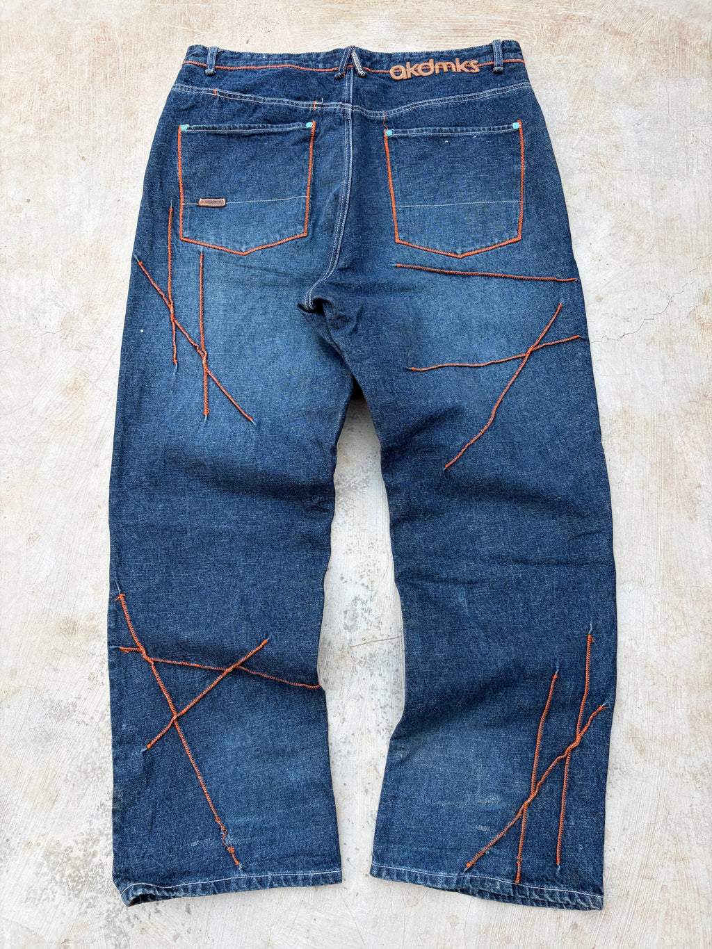 Vintage 00s Akademiks Y2K Orange Stiching Jeans
