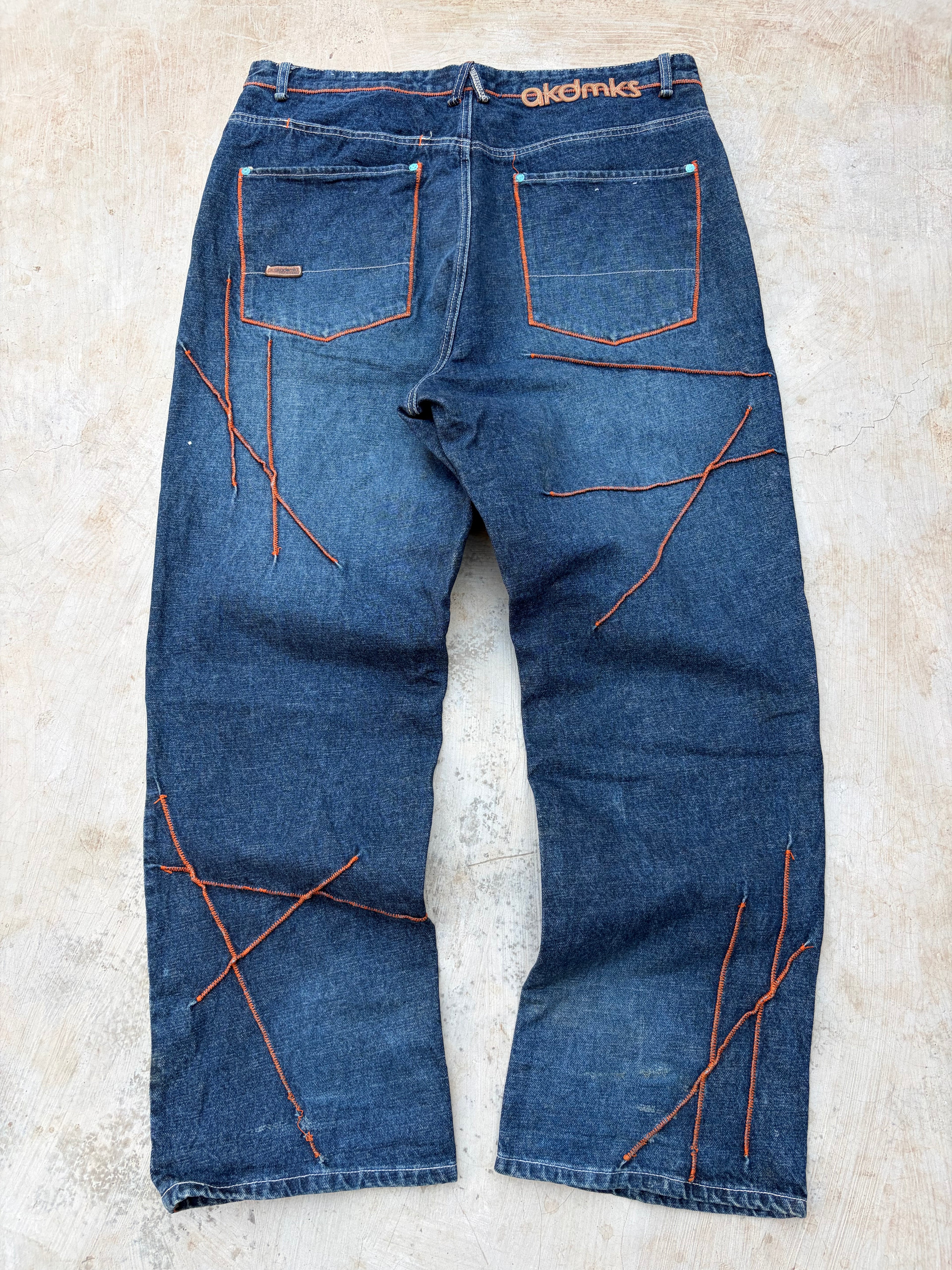 Vintage 00s Akademiks Y2K Orange Stiching Jeans