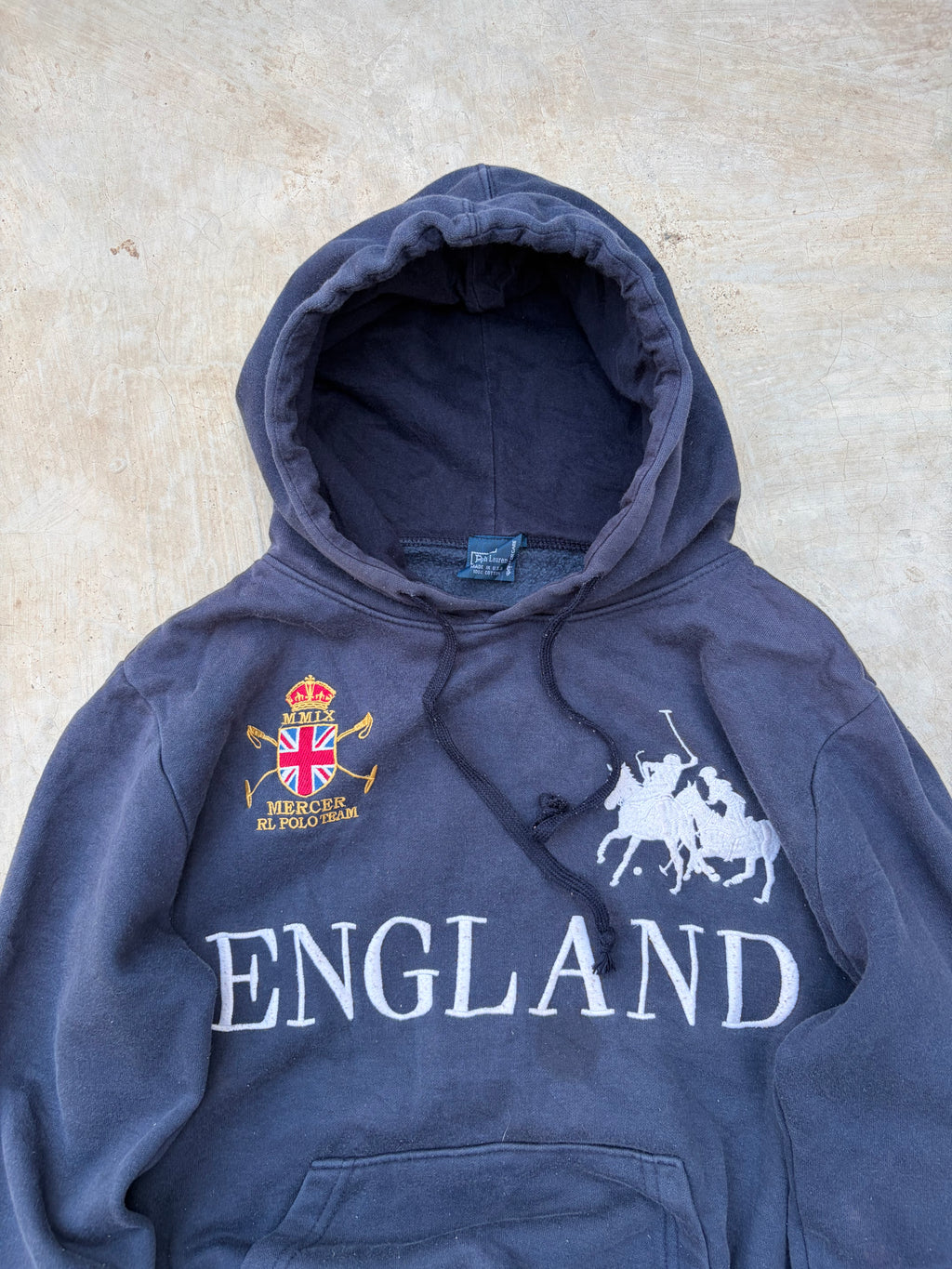 Vintage Polo Ralph Lauren England Hoodie – Polo horse Equestrian Graphic S/M