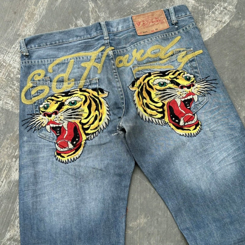 Vintage 00s Edhardy Lion Spell Out Jeans 36