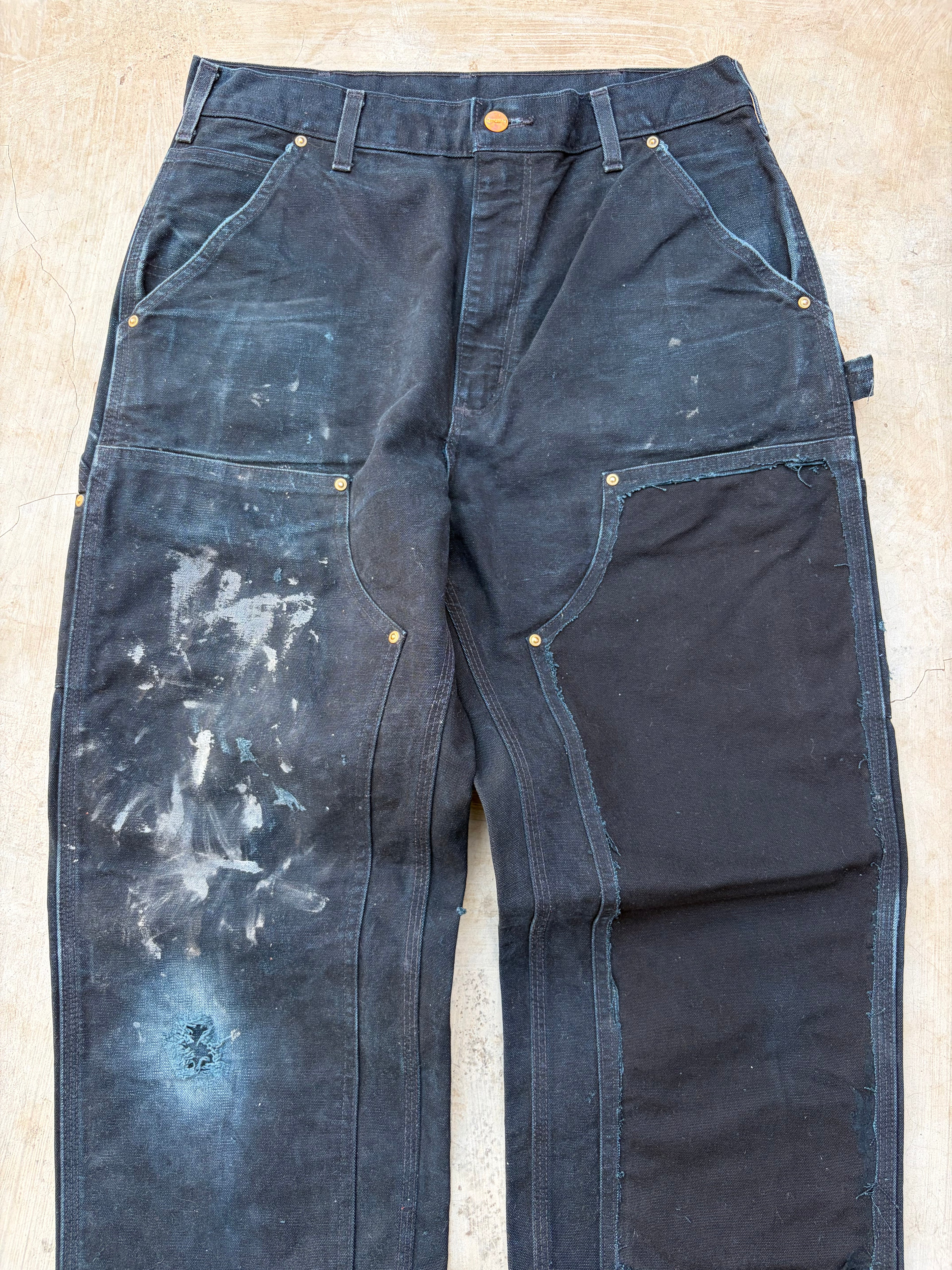 Vintage 00s Carhartt Double Knee Pant Distressed Paint Splash 33