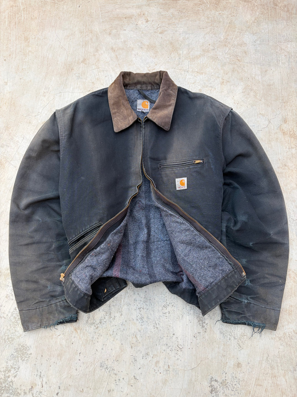 Vintage Sunfaded Distressed Carhartt Detroit Jacket J001 BLK L