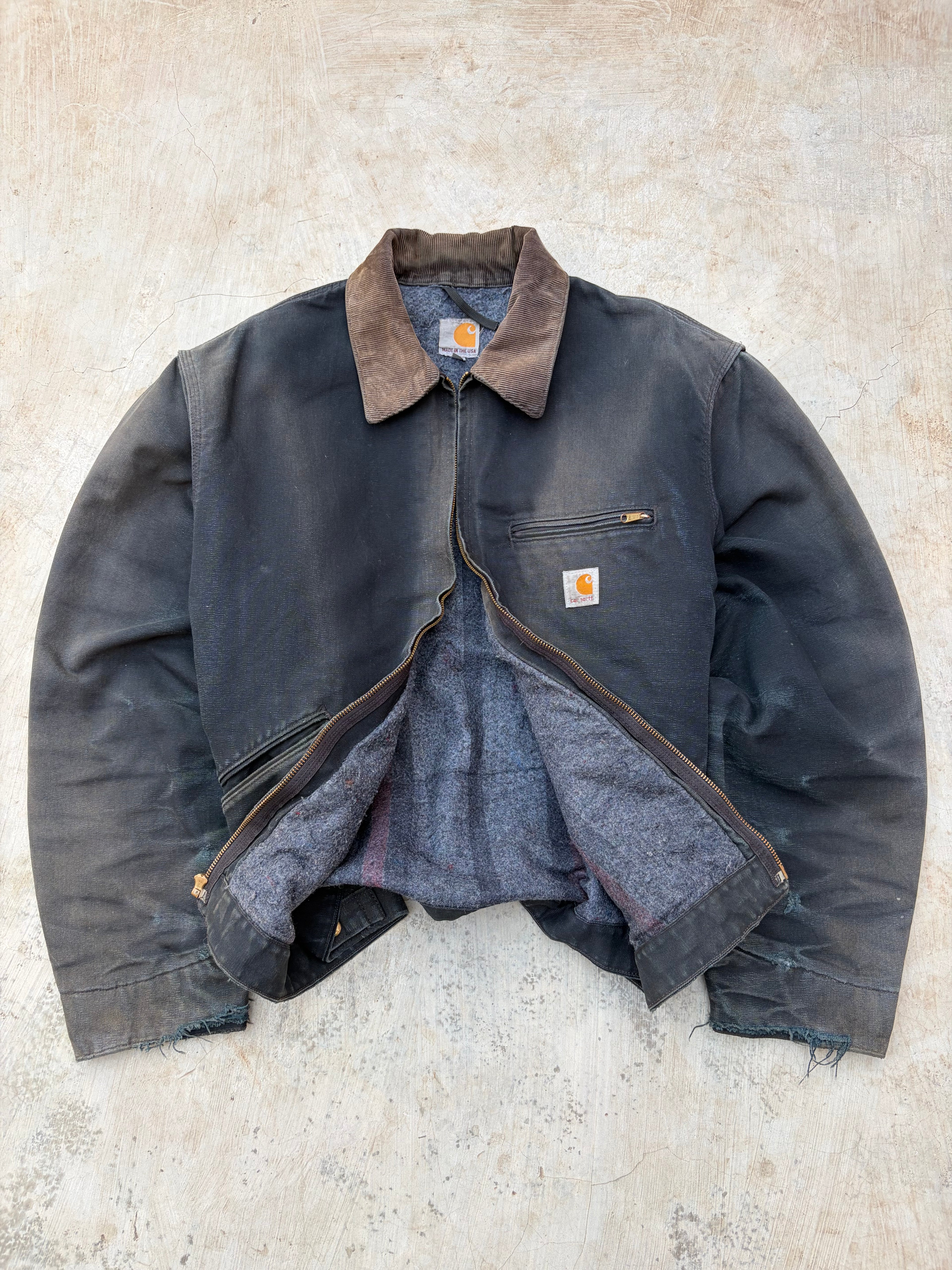 Vintage Sunfaded Distressed Carhartt Detroit Jacket J001 BLK L