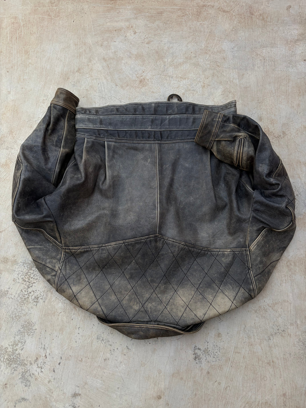 Vintage 90s Sunfaded Leather Biker Jacket XL