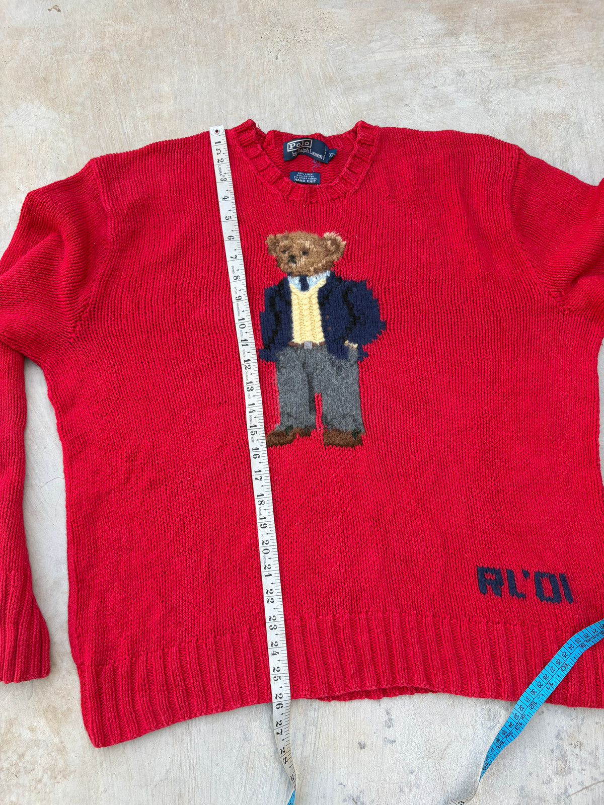 Rare 2001 Vintage Polo Ralph Lauren Polo Bear Sweater Hand Knit L/XL