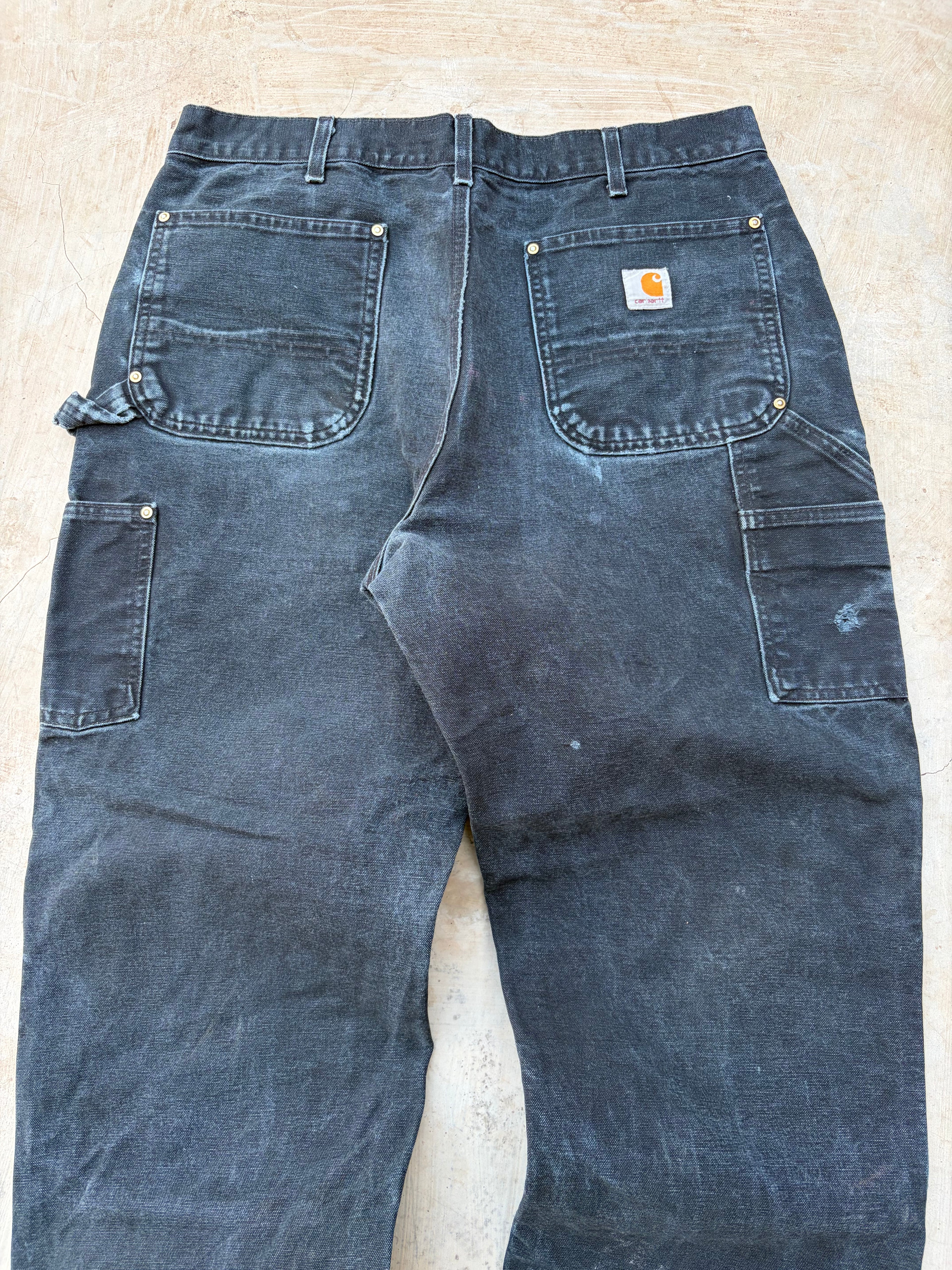 Vintage Carhartt Double Knee Carpenter Pants Faded Black Vintage Workwear 36x29.5