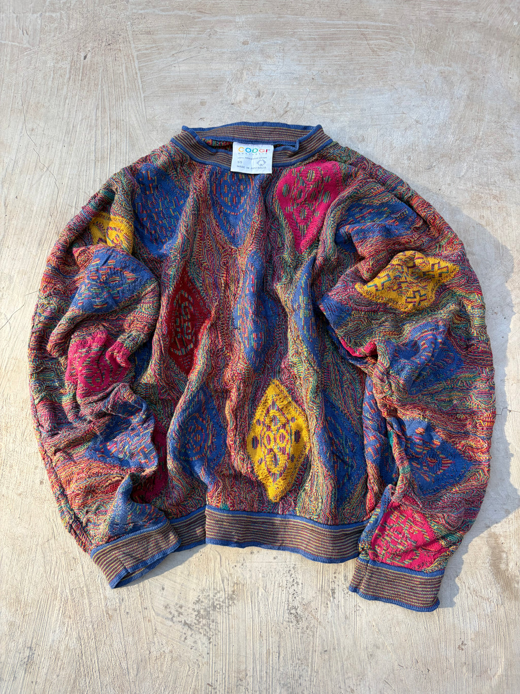 Vintage 90s COOGI Australia Mercerised Cotton Textured Knit Sweater Size SS