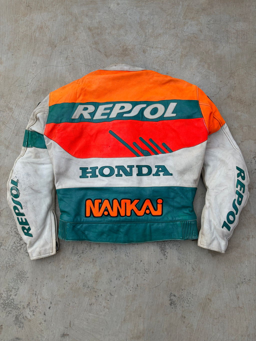 Vintage 00s Honda Repsol Racing Leather Jacket Nankai Moto GP Style M