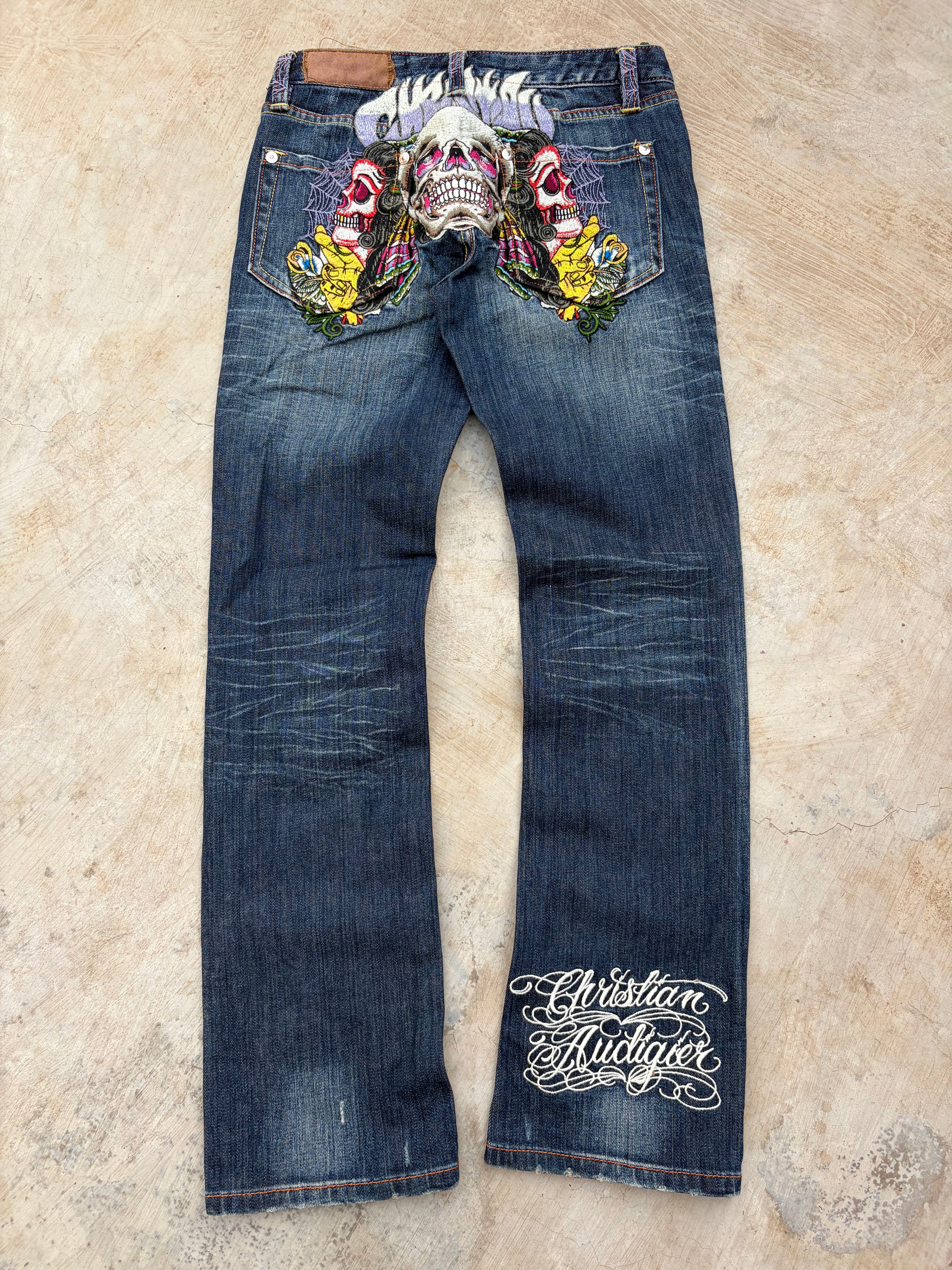 Vintage 00s Christian Audigier Death Jeans Unisex 31