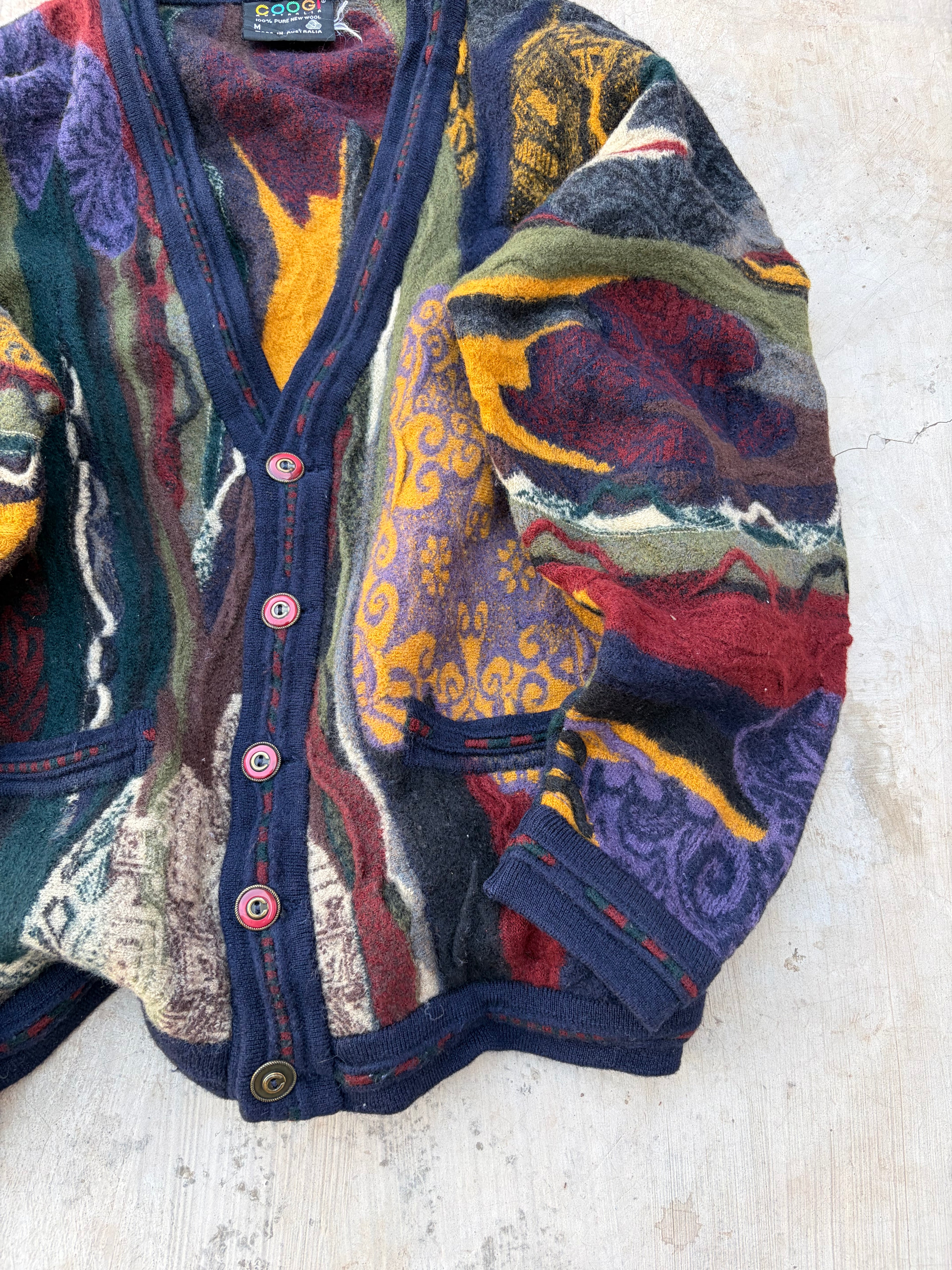 Vintage 90s COOGI Australia Pure New Wool Cardigan Size M
