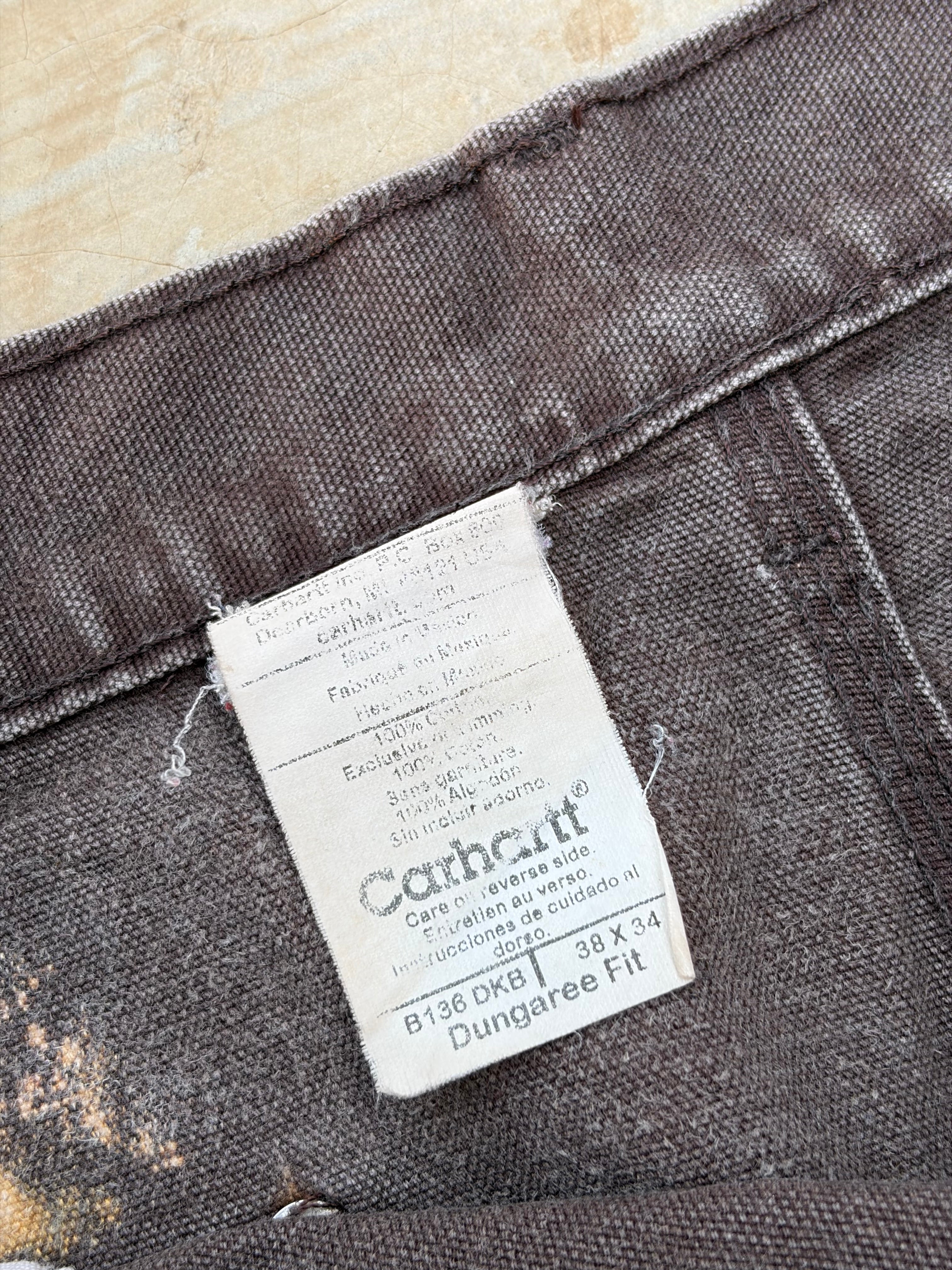 Vintage Carhartt Double Knee Carpenter Pants Brown Distressed Workwear 38x33.5