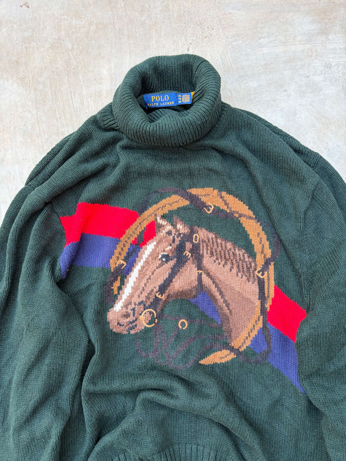 Vintage Polo Ralph Lauren Equestrian Horse Turtleneck Sweater XL/XXL