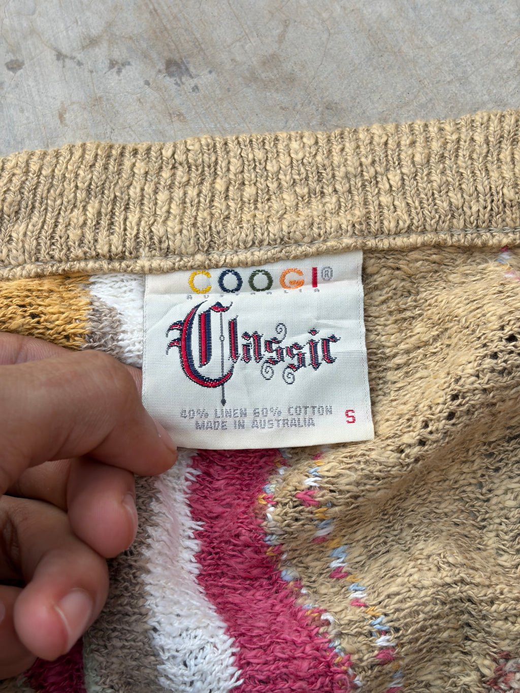 Vintage 90s COOGI Australia Classic Linen Cotton Knit Cardigan Sweater M