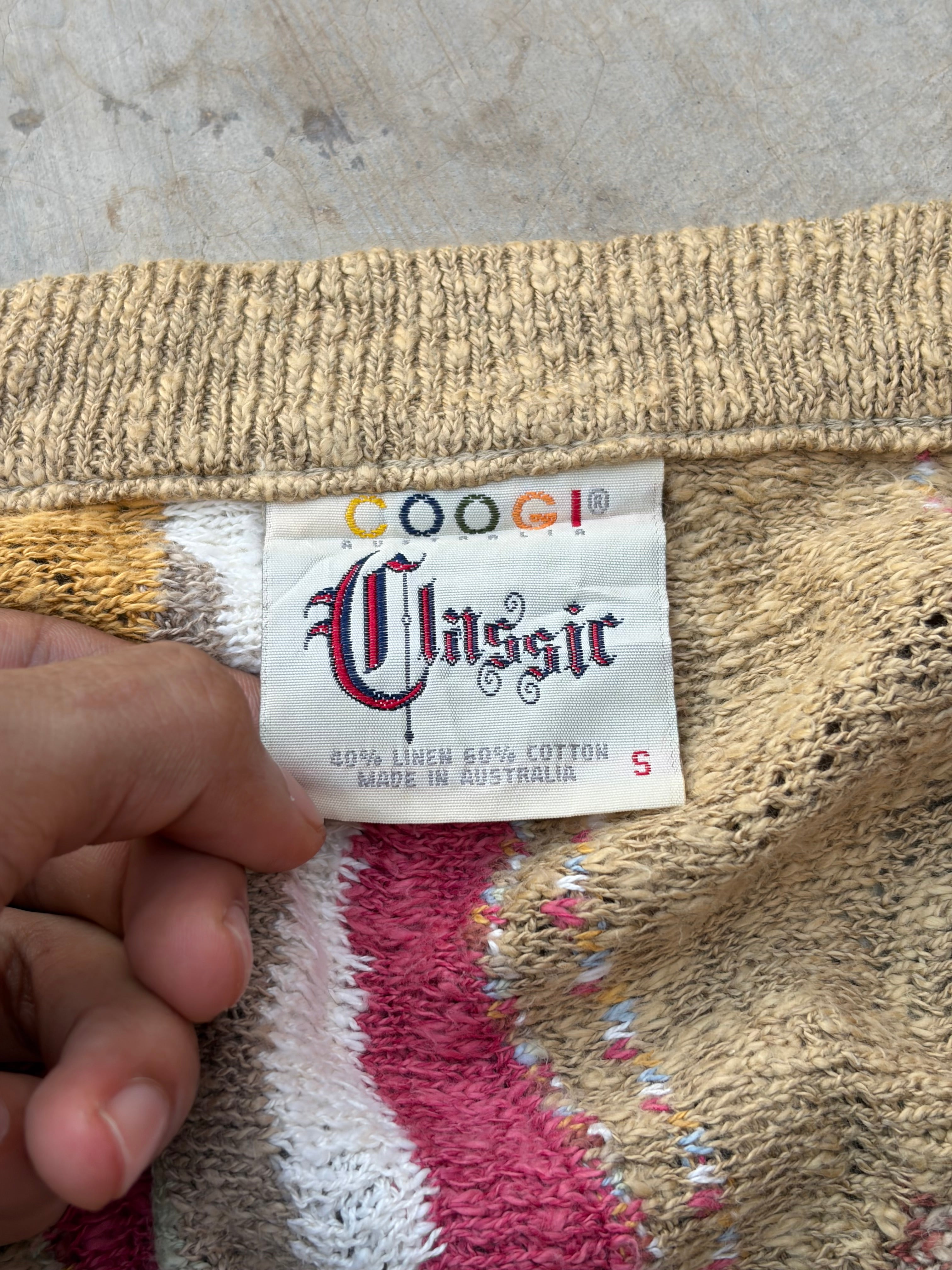 Vintage 90s COOGI Australia Classic Linen Cotton Knit Cardigan Sweater M