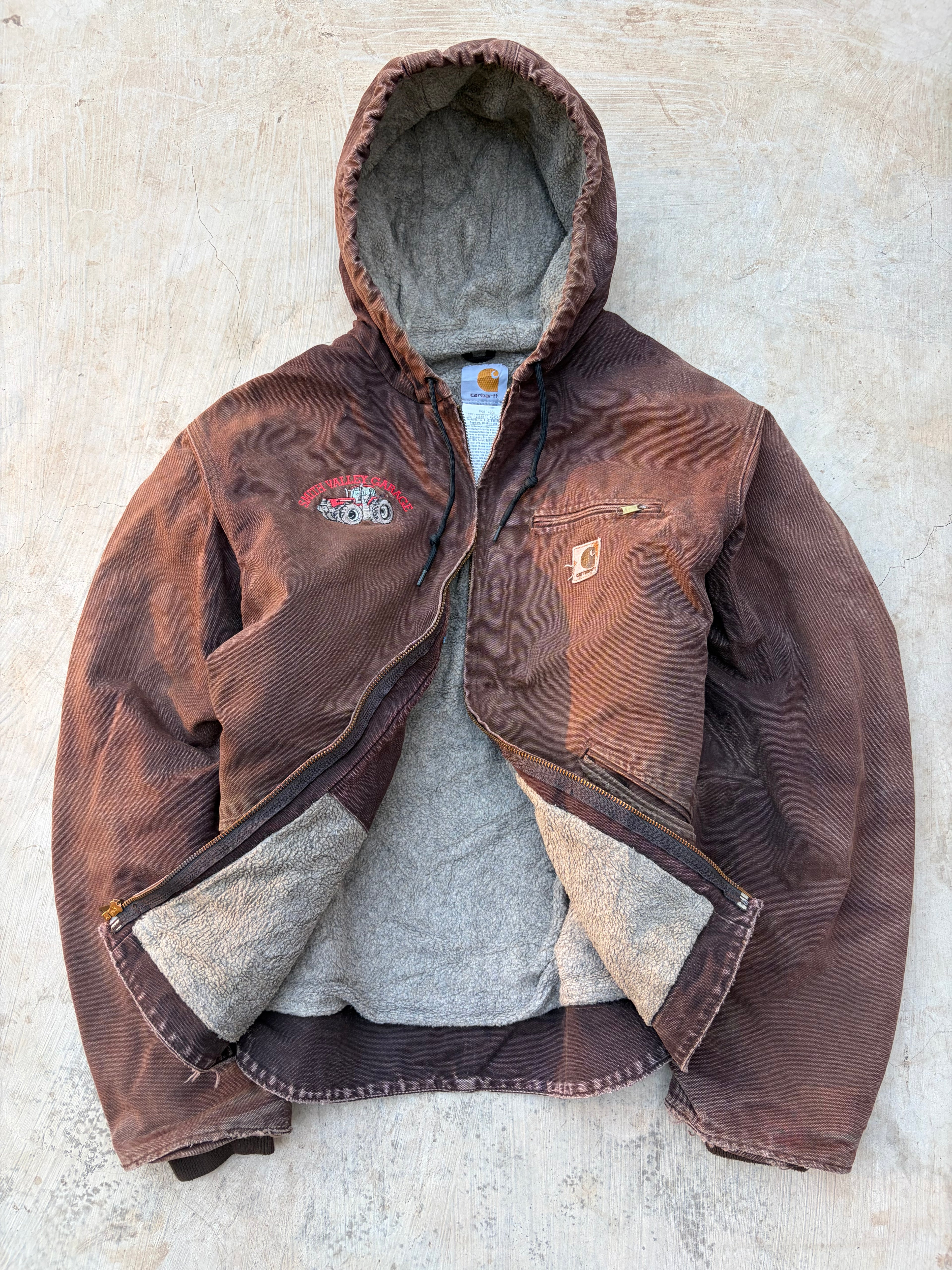 Vintage 00s Carhartt J141 DKD Active Jacket Brown Distressed USA Workwear L