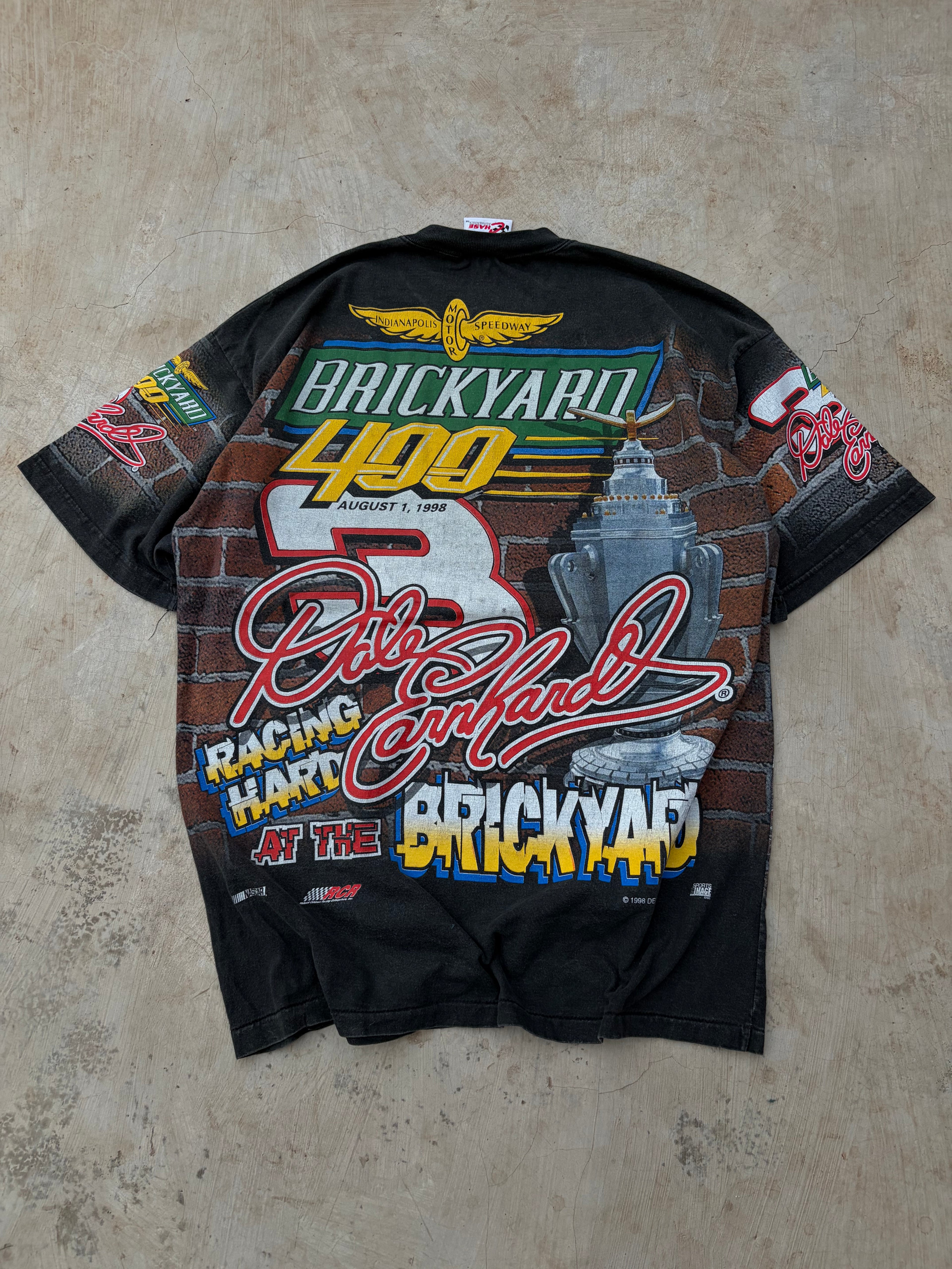 vintage 1998 Dale Earnhardt "The Intimidator" Brickyard 400 NASCAR AOP XL