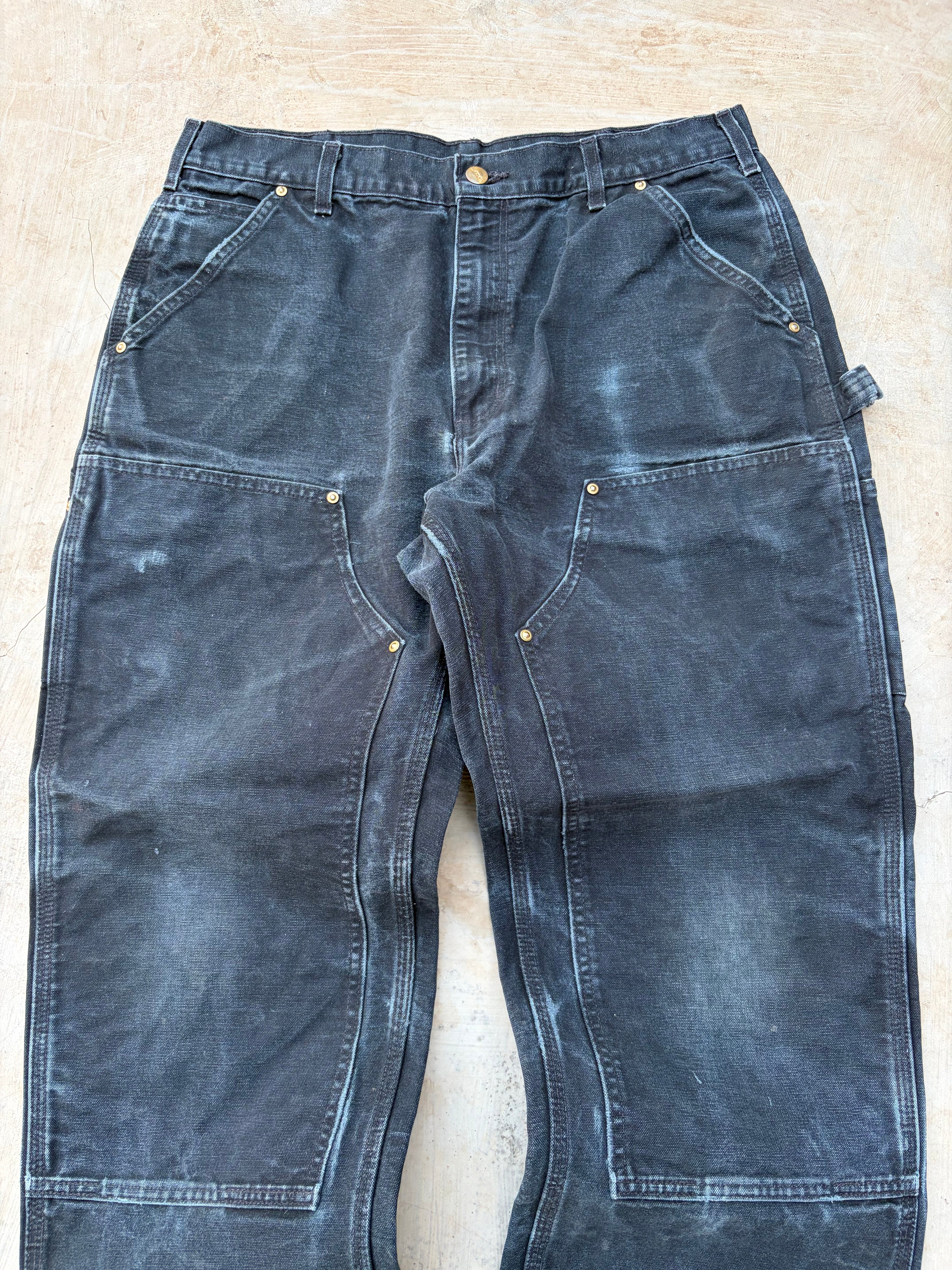 Vintage Carhartt Double Knee Carpenter Pants Faded Black Vintage Workwear 36x29.5