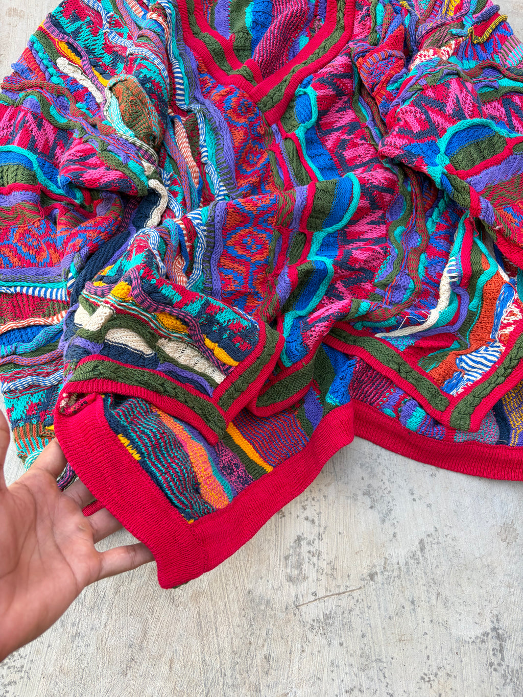 Vintage 90s COOGI Australia 3D Mercerised Cotton Knit Cardigan Size XL