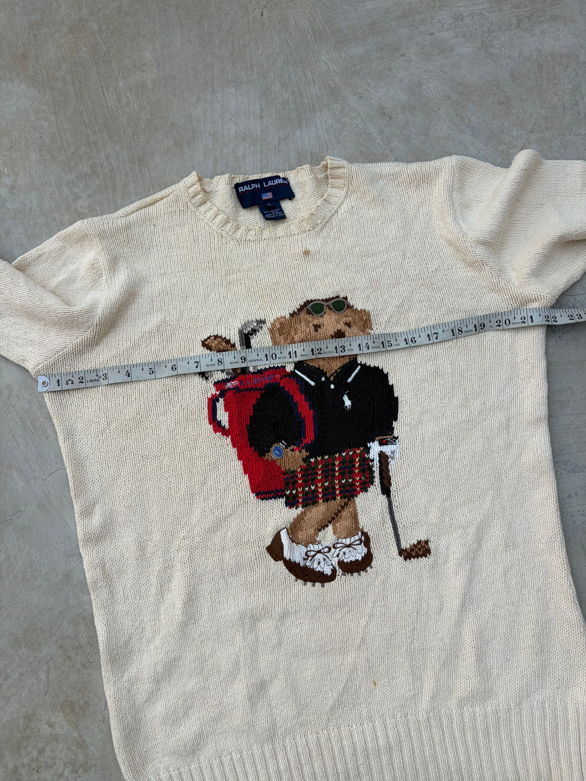 Rare Vintage 90s Ralph Lauren Polo Sport Polo Bear Ski Sweater M/L