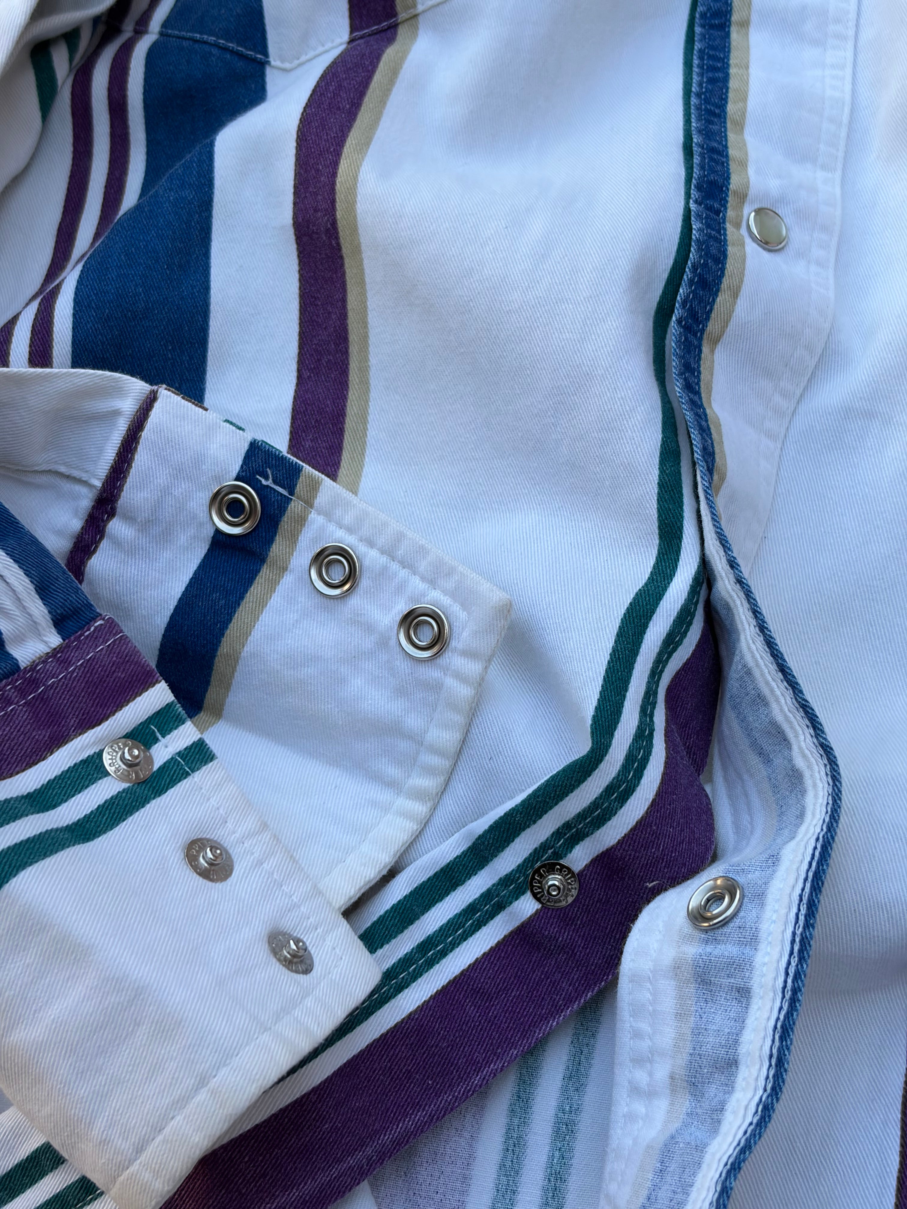 Vintage 90s Wrangler Brushpopper Western Pearl Snap Shirt M