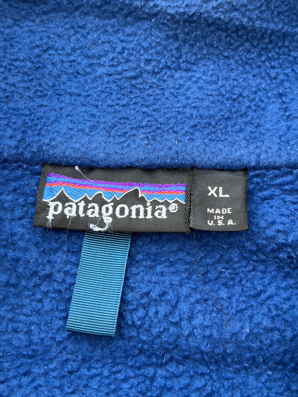 Patagonia Vintage Fleece Jacket Made In USA Blue Full Zip Chest Pocket L/XL