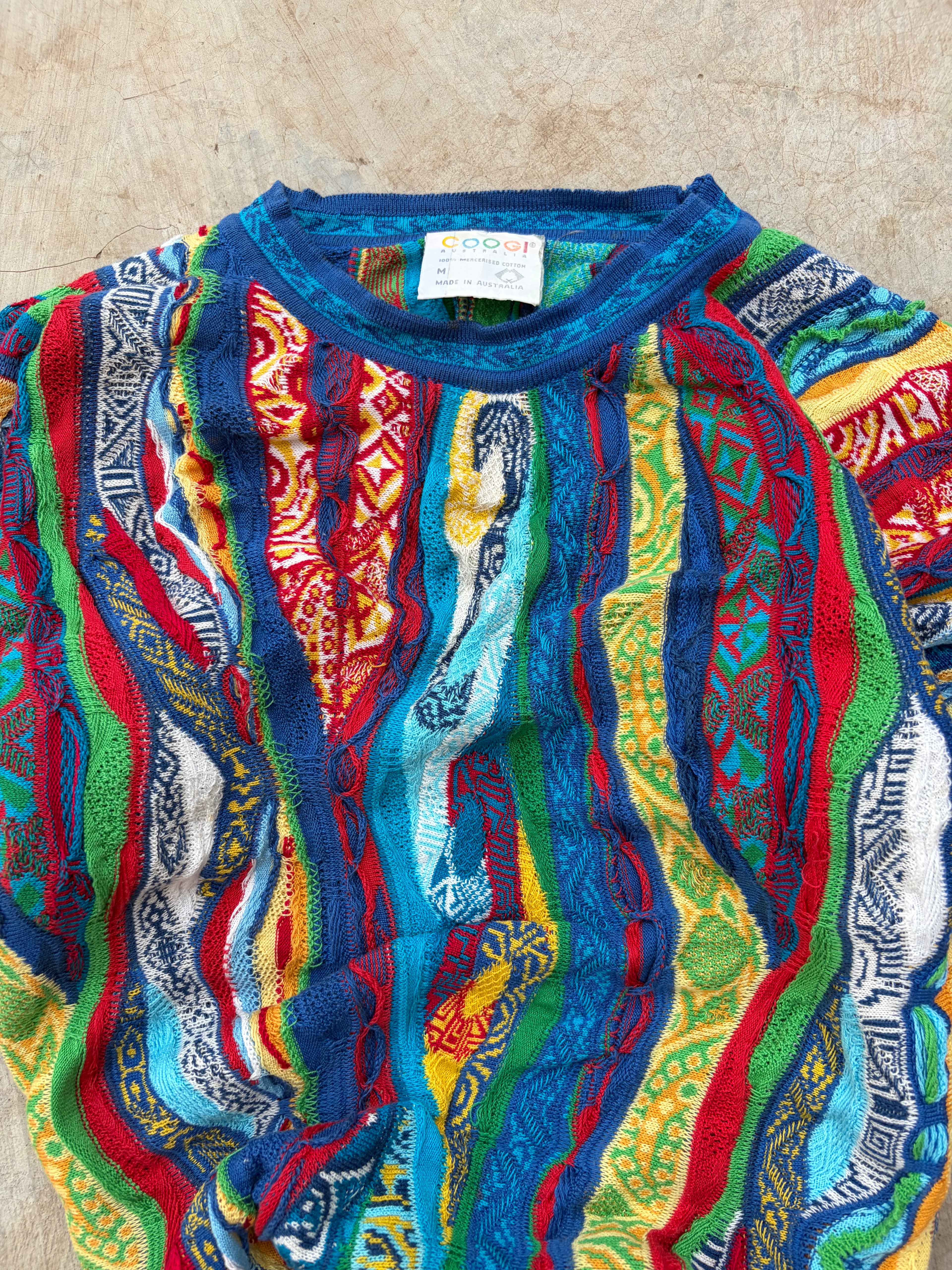 Vintage 90s Coogi 3D Knit Half Sleeve Sweater M
