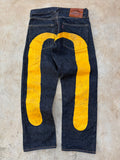 Vintage 00s Evisu Selvedge Denim Jeans Yellow Diacock 30