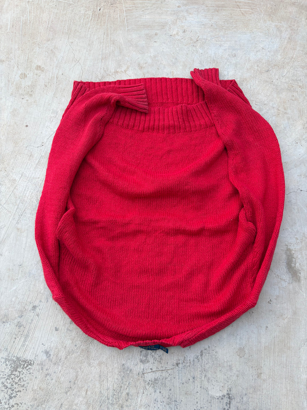 Vintage Polo Ralph Lauren Bear Knit Sweater Red Cotton L