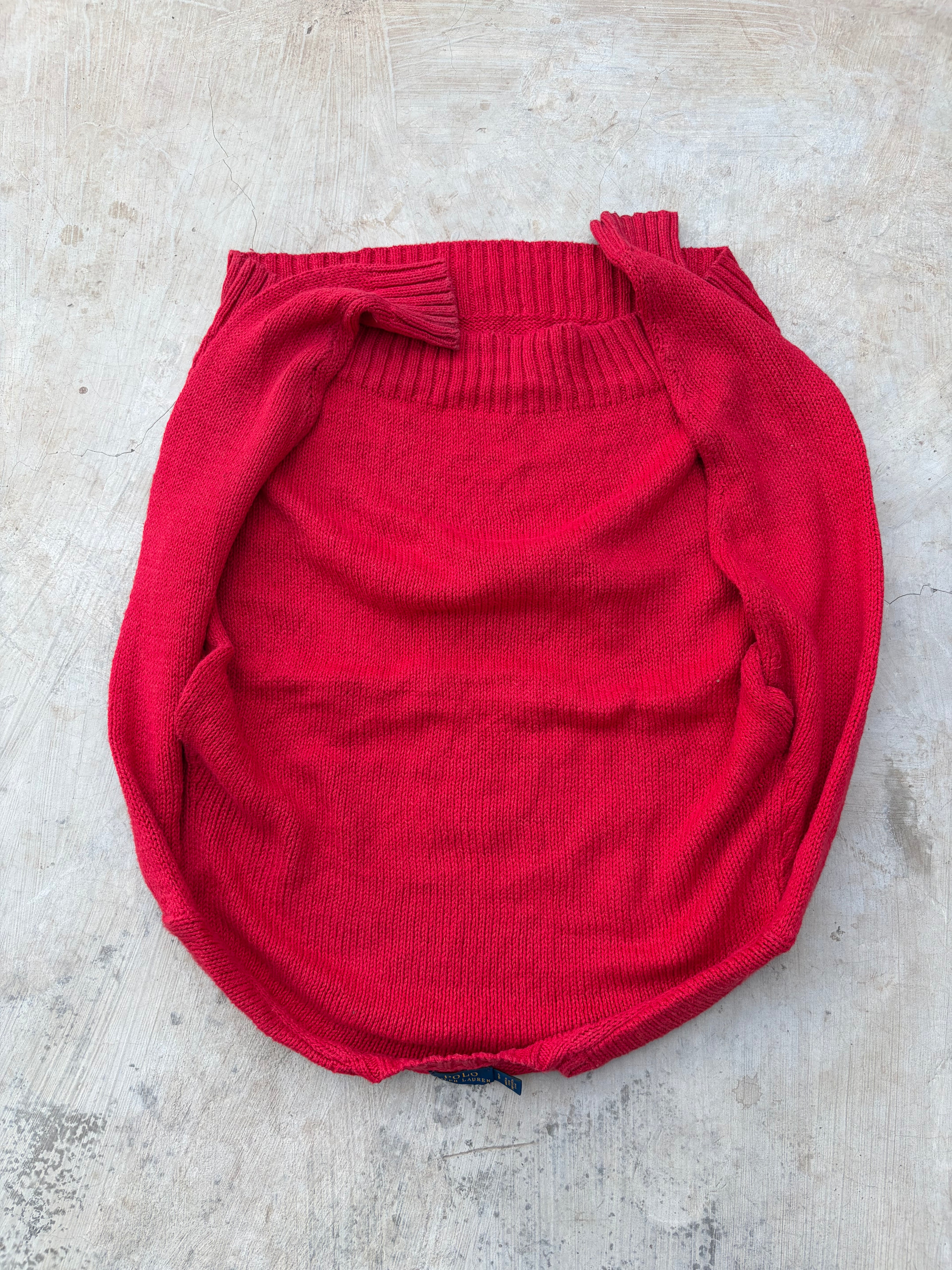 Vintage Polo Ralph Lauren Bear Knit Sweater Red Cotton L