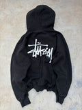 Vintage 00s Stüssy Black Zip-Up Hoodie M