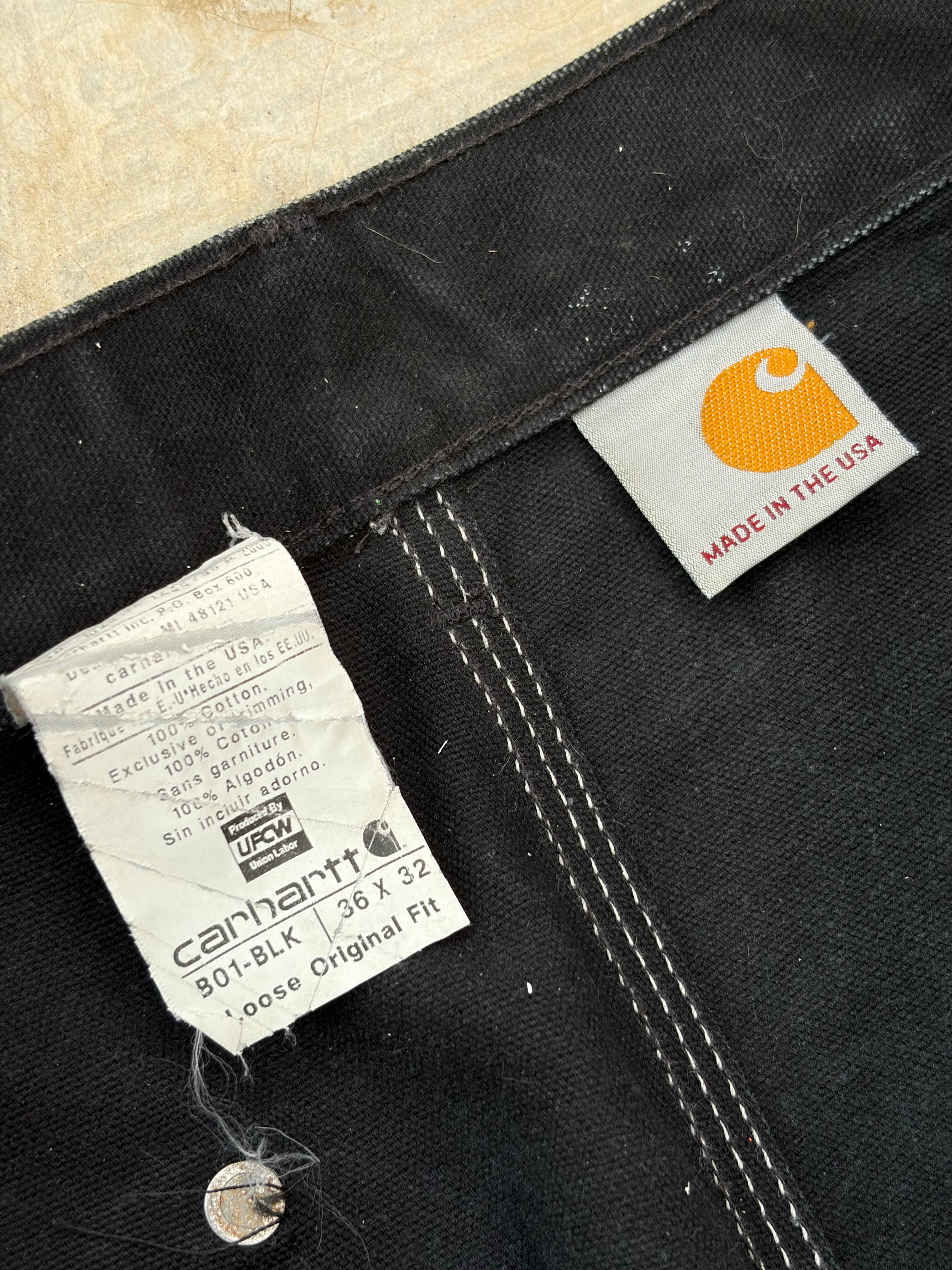 Vintage 00s Carhartt Double Knee Pant Black Faded 36
