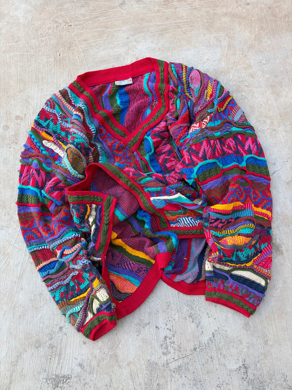 Vintage 90s COOGI Australia 3D Mercerised Cotton Knit Cardigan Size XL
