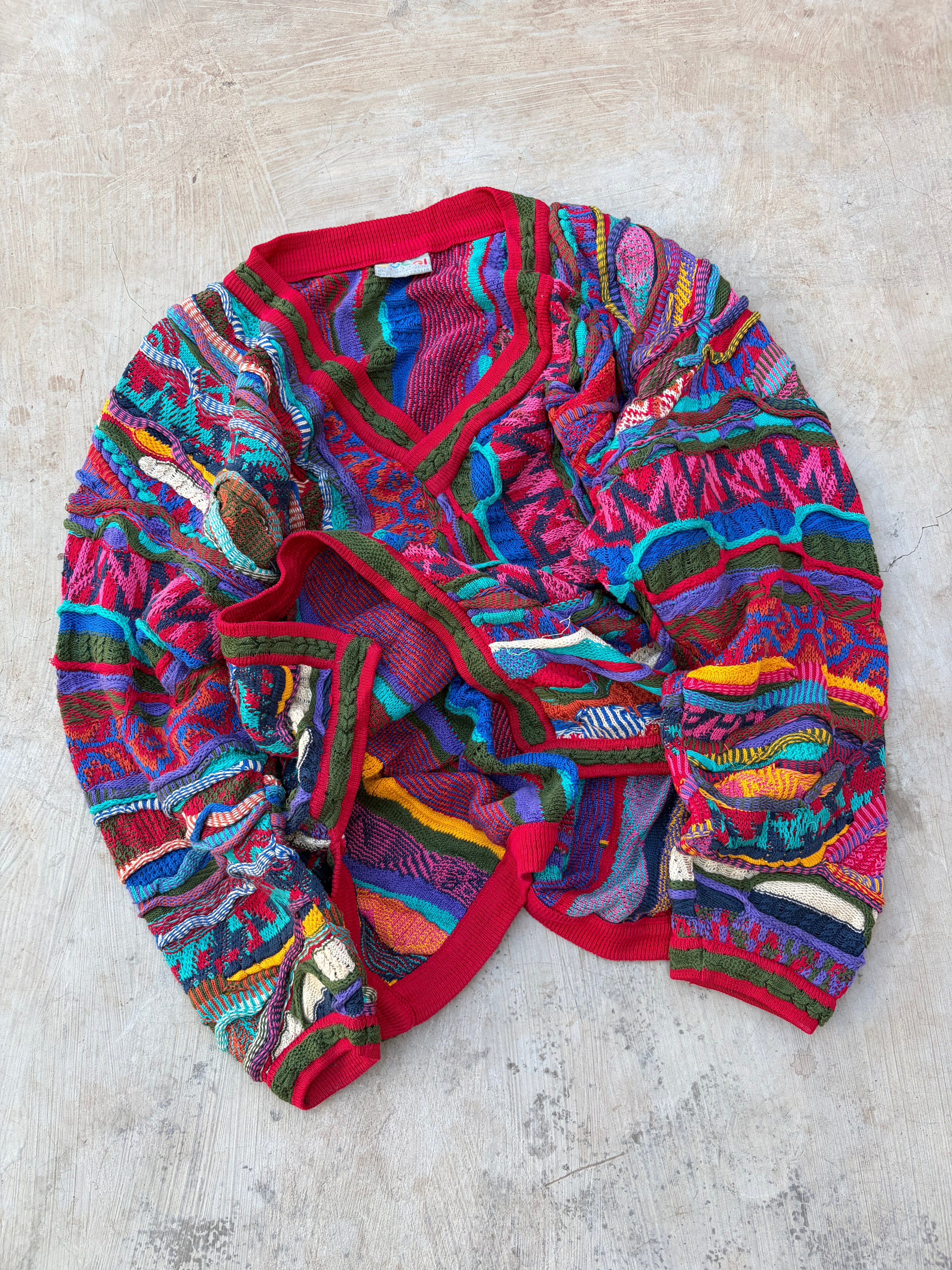 Vintage 90s COOGI Australia 3D Mercerised Cotton Knit Cardigan Size XL