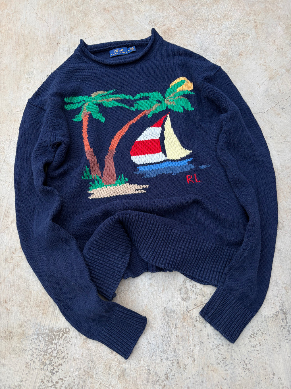 Vintage 00s Polo Ralph Lauren Nautical rolled neck knit sweater M