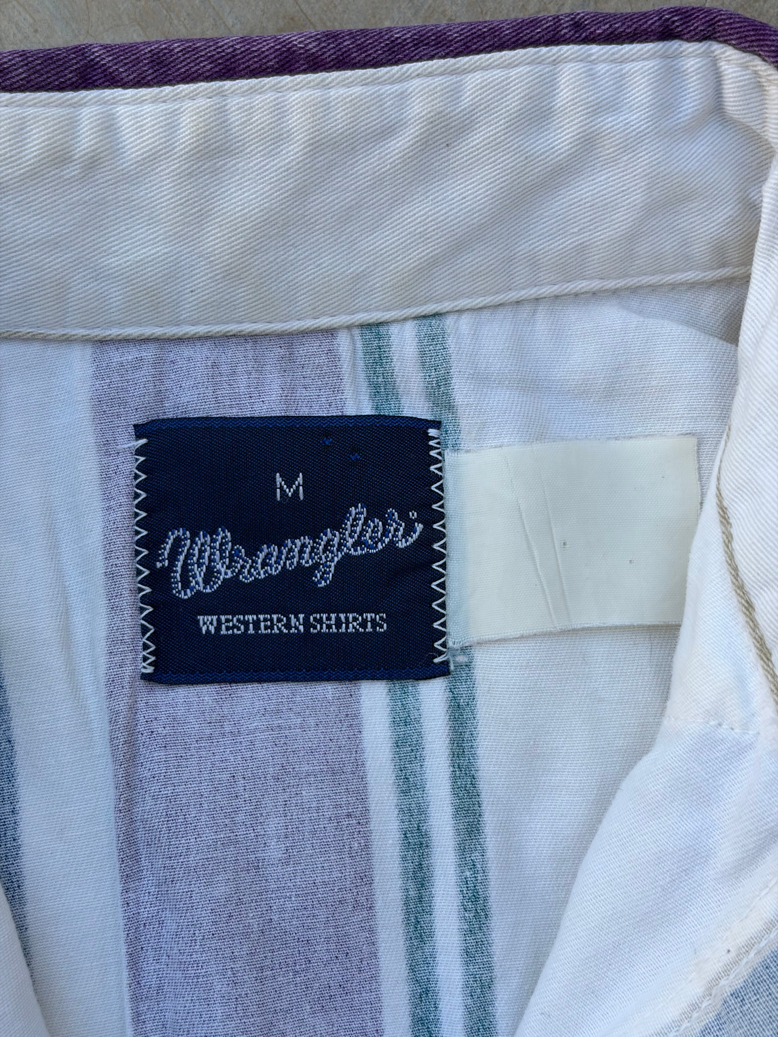 Vintage 90s Wrangler Brushpopper Western Pearl Snap Shirt M