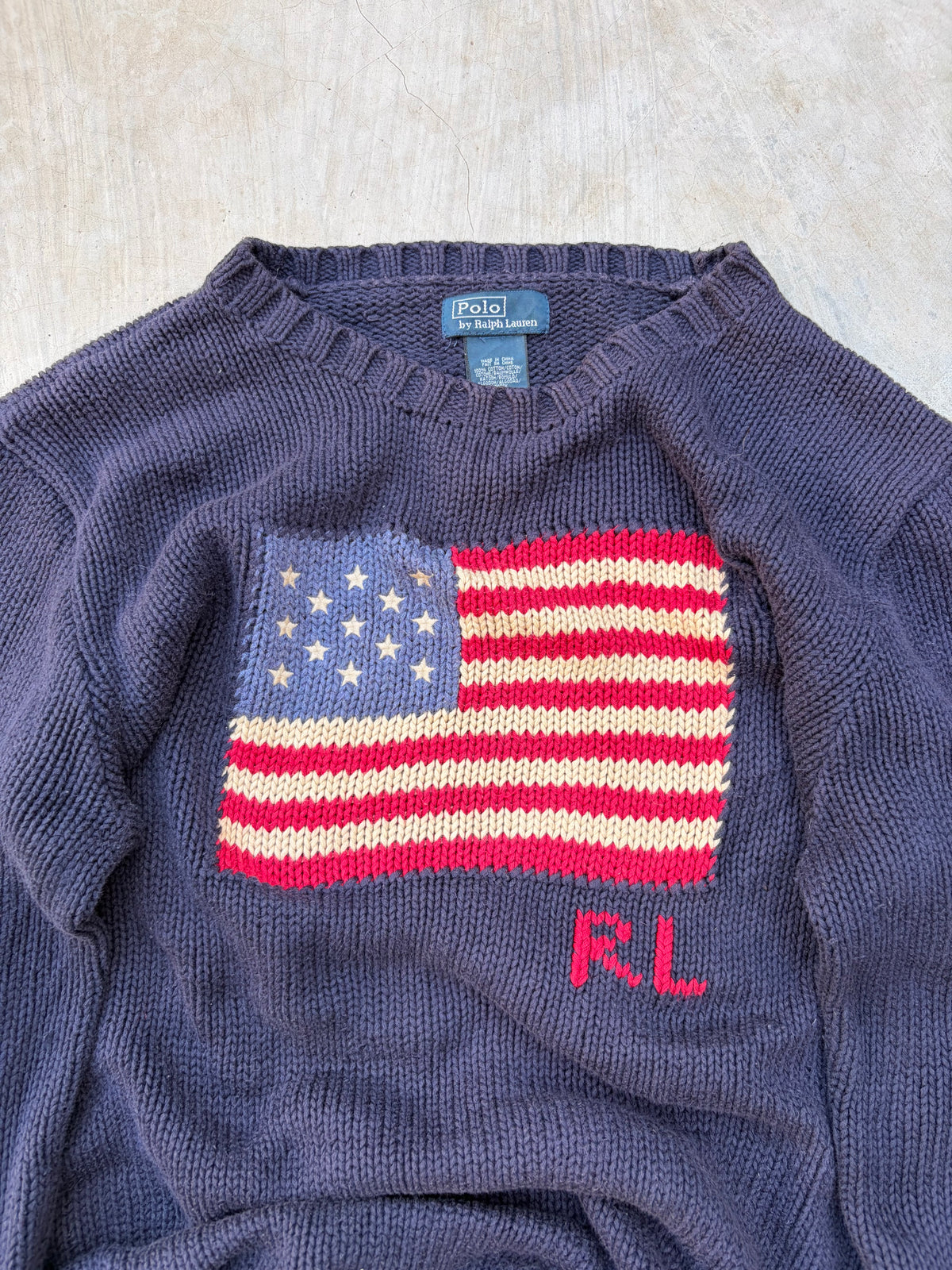 Vintage Polo Ralph Lauren USA Flag Sweater S