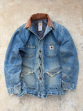 Vintage Carhartt Blanket-Lined Denim Chore Jacket L