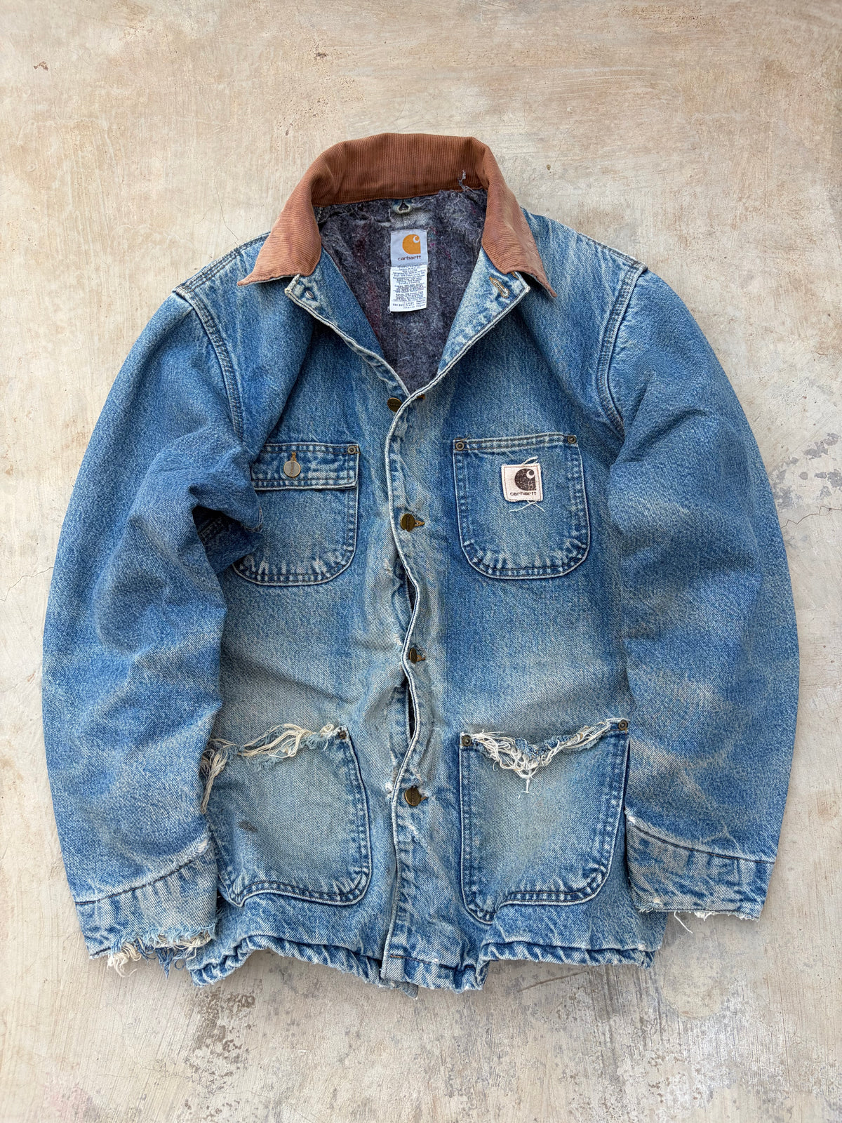 Vintage Carhartt Blanket-Lined Denim Chore Jacket L
